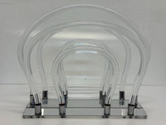 Dorothy Thorpe Lucite and Chrome Magazine Rack, 1960s