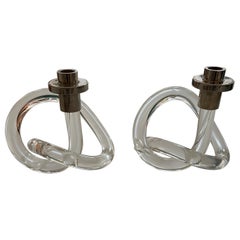 Dorothy Thorpe Lucite Pretzel Candlesticks
