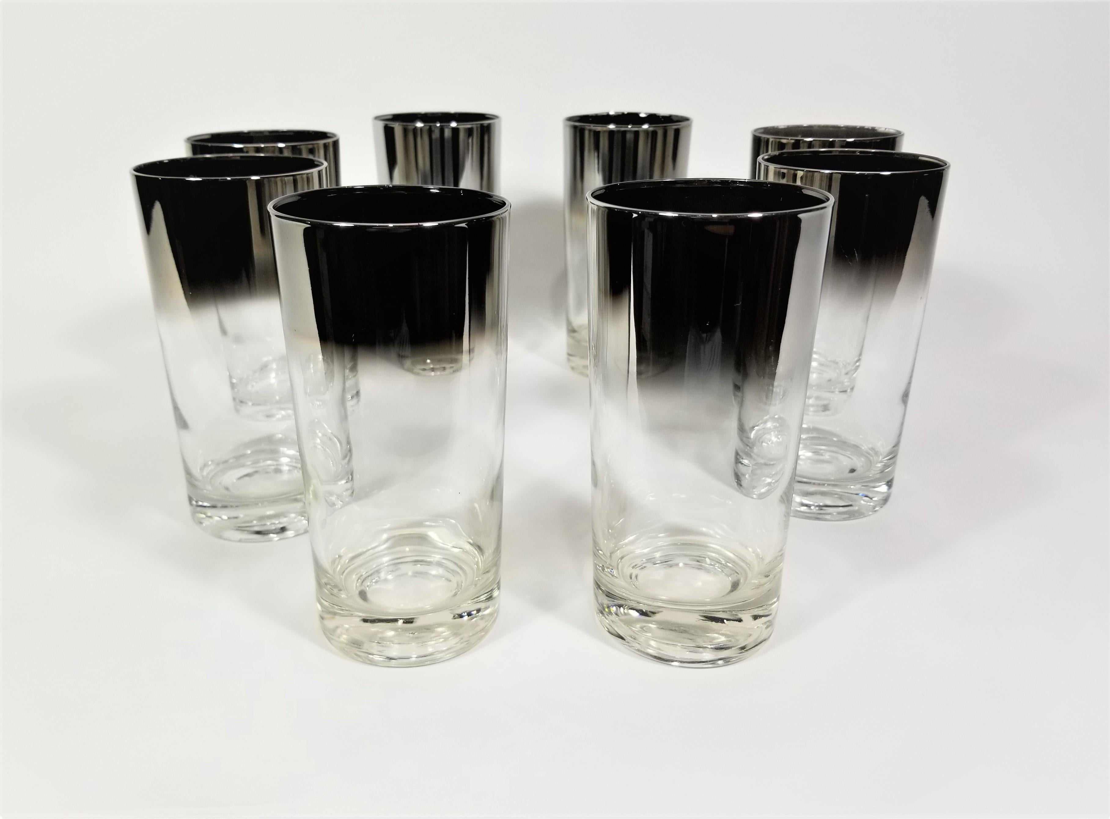 Dorothy Thorpe Mid Century 1960s Glassware Barware Set of 8 In Good Condition For Sale In New York, NY
