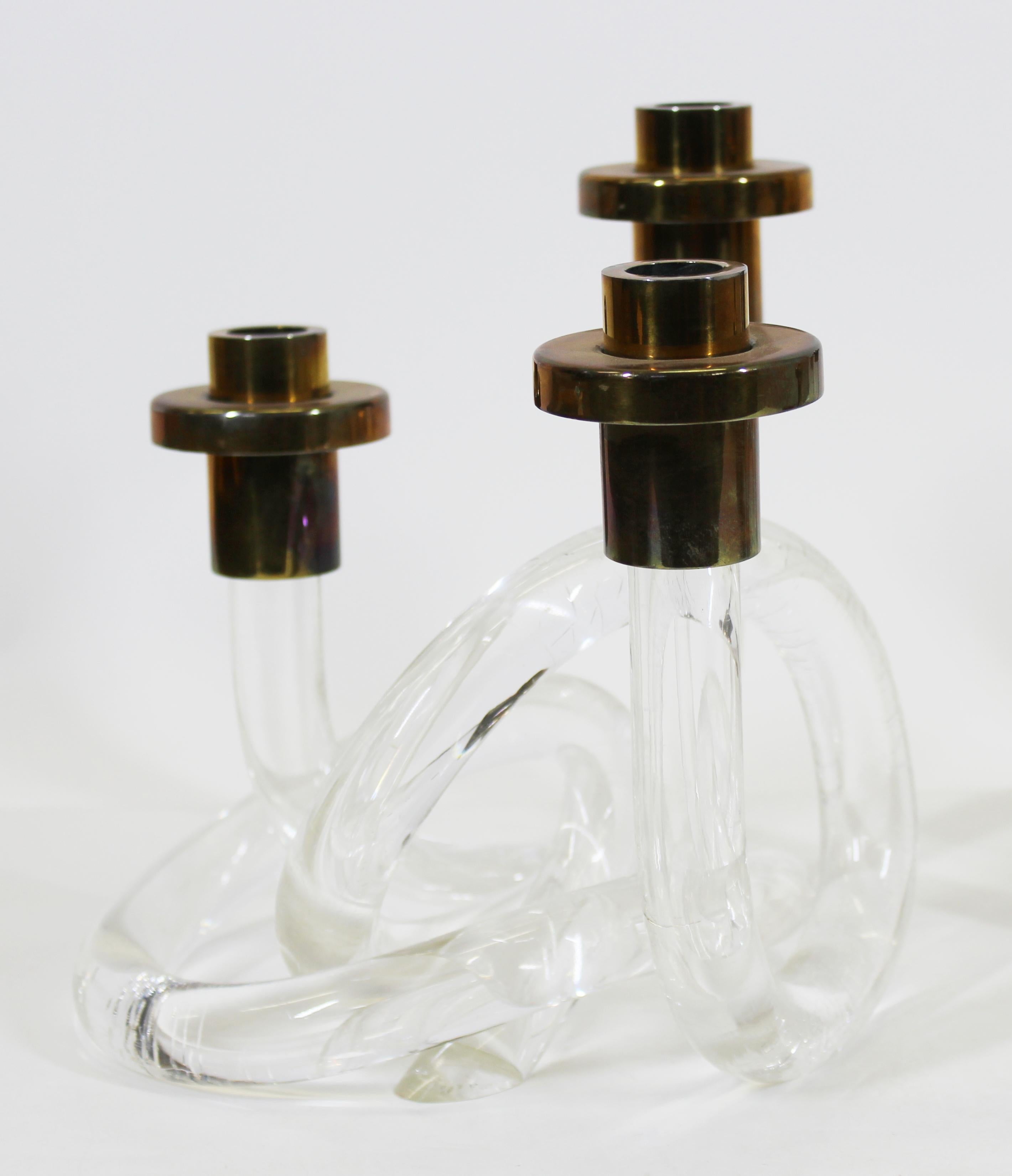 Dorothy Thorpe Mid-Century Lucite Candleholders In Good Condition In New York, NY