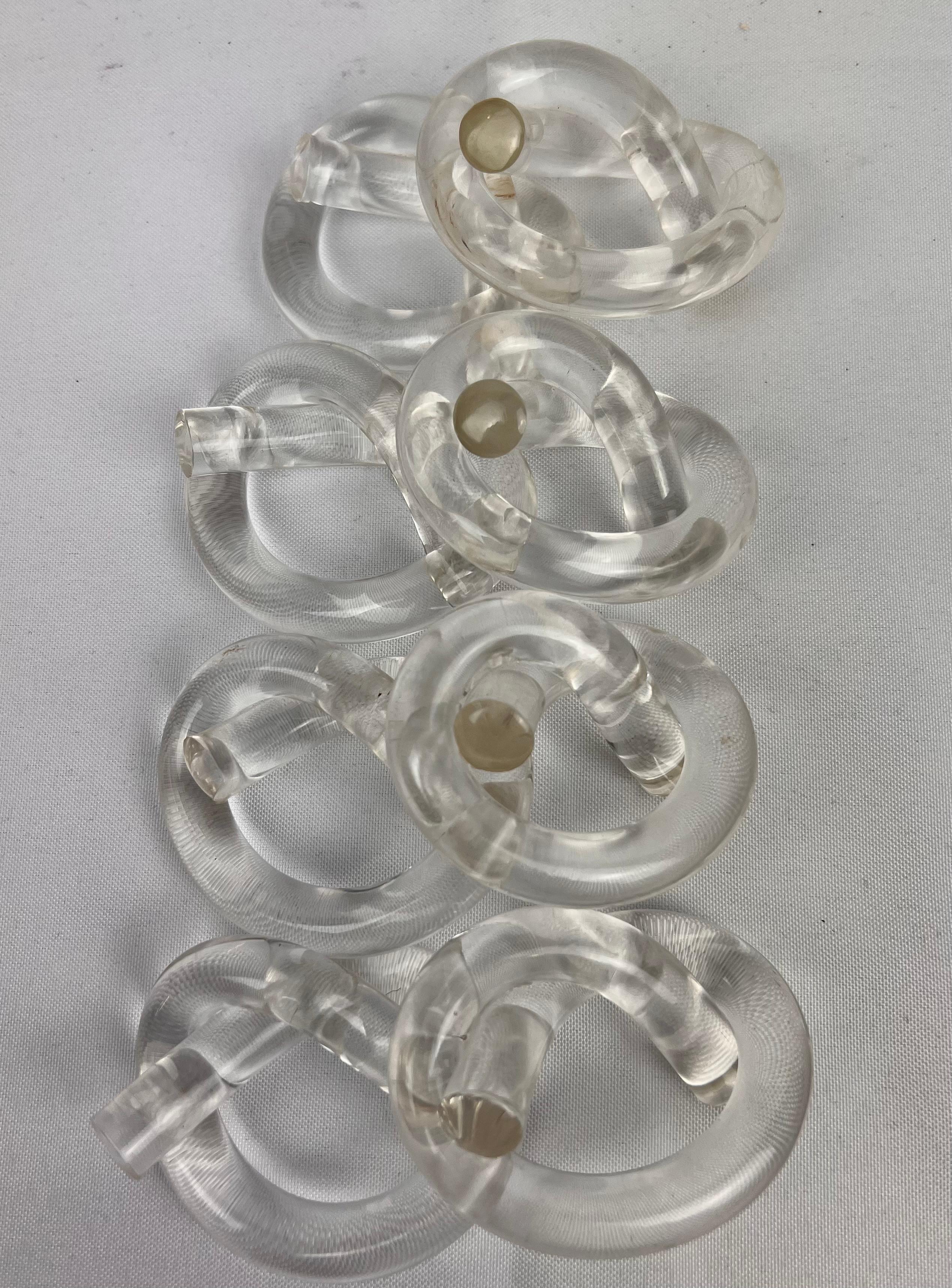Mid-20th Century Mid-Century Modern Clear Lucite Naplin Rings by Dorothy Thorpe-Set of 8