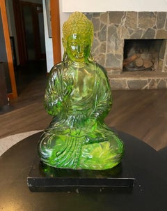 Dorothy Thorpe Mid-Century Modern Lucite Citrine Gautama Lotus Buddha Sculpture