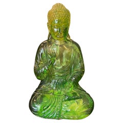 Dorothy Thorpe Mid-Century Modern Lucite Citrine Gautama Lotus Buddha Sculpture