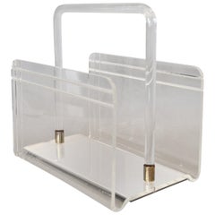 Dorothy Thorpe Porte-revues moderne du milieu du siècle Porte-revues en verre miroir Lucite et chrome