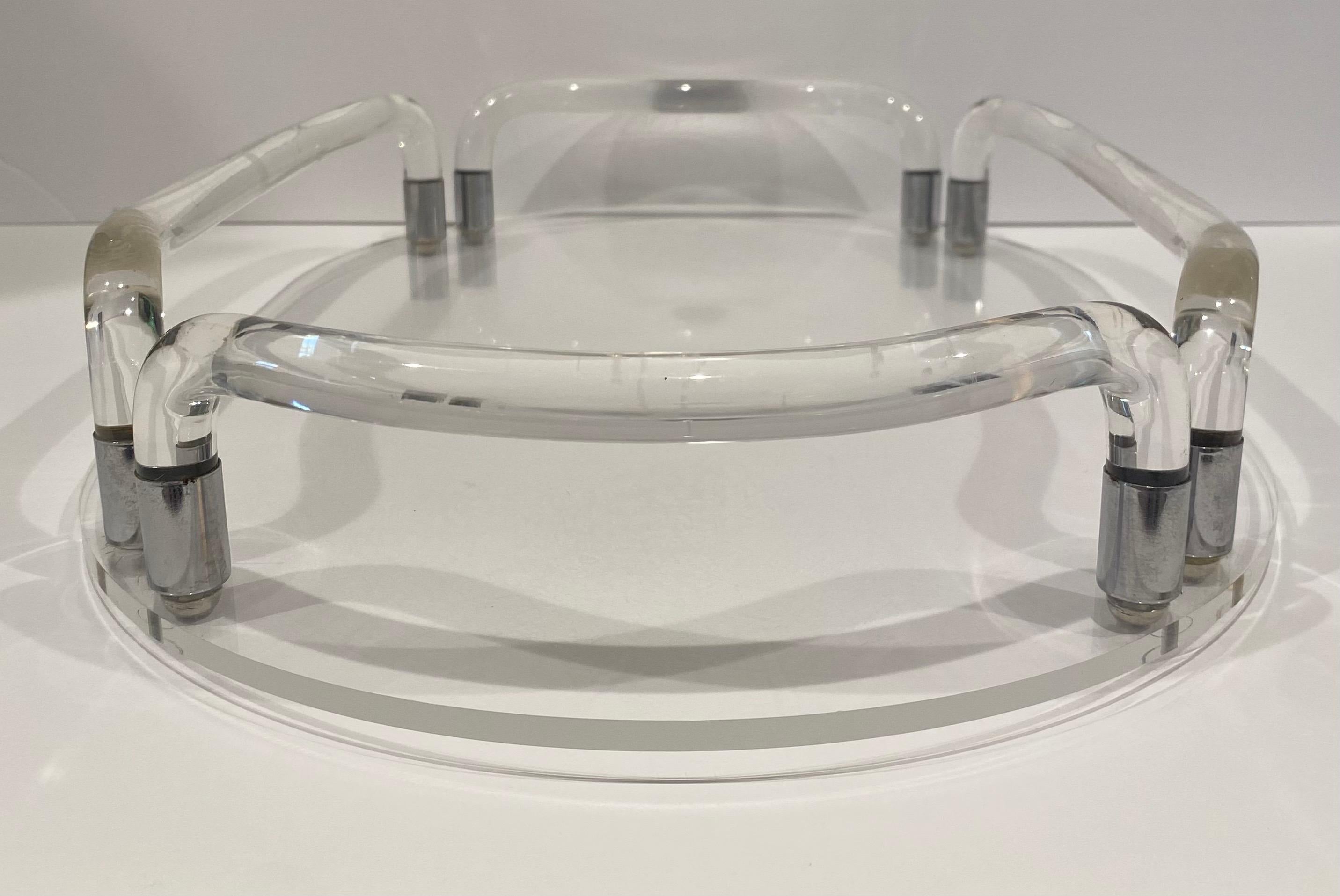 Late 20th Century Dorothy Thorpe Mid-Century Modern Oval Lucite Tray, 1970's For Sale