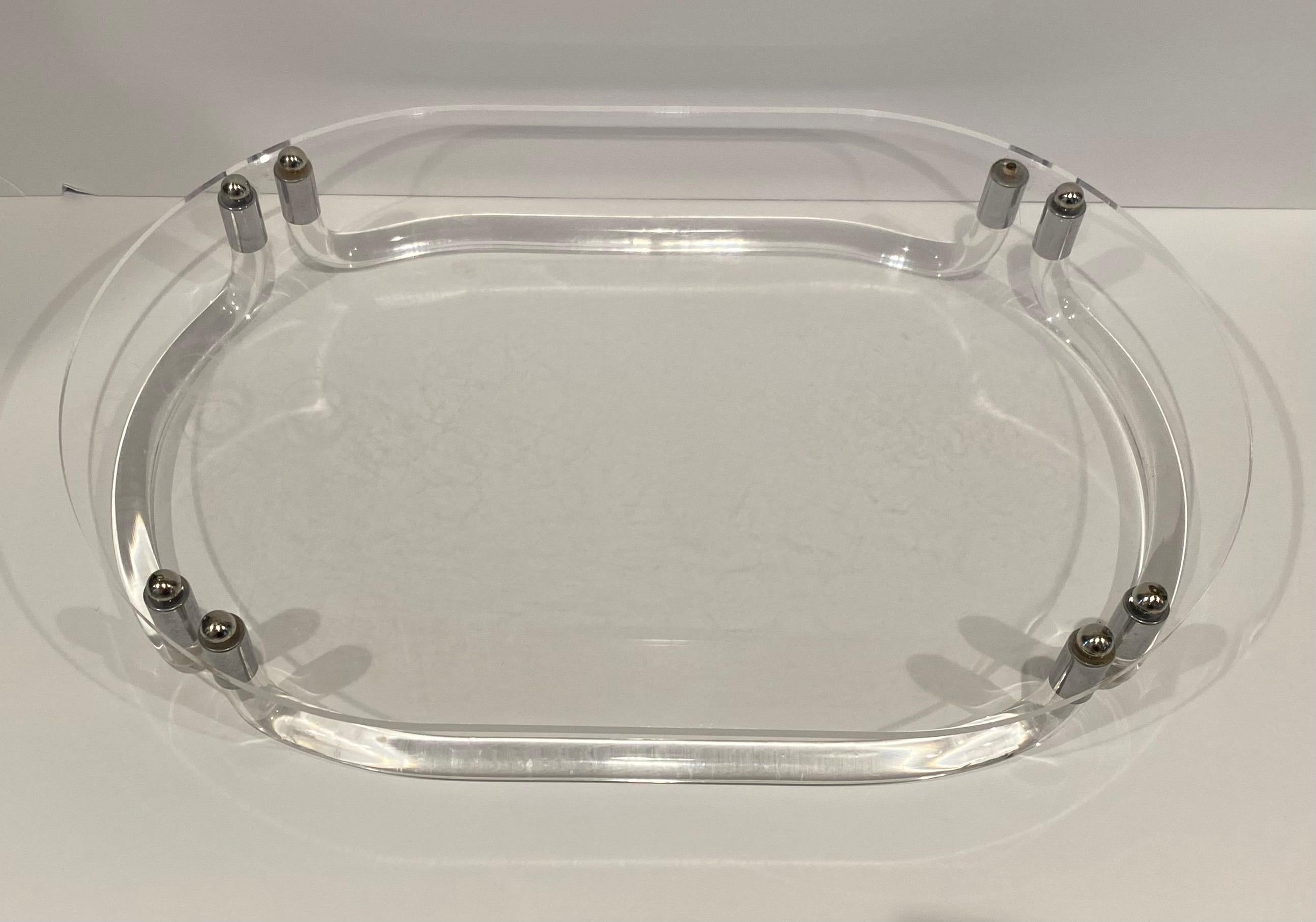 Dorothy Thorpe Mid-Century Modern Oval Lucite Tray, 1970's For Sale 4