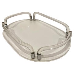 Dorothy Thorpe Mid-Century Modern Oval Lucite Tray, 1970's