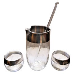 Dorothy Thorpe, set di brocche da cocktail in vetro con sovrapposizione d'argento, di epoca moderna.