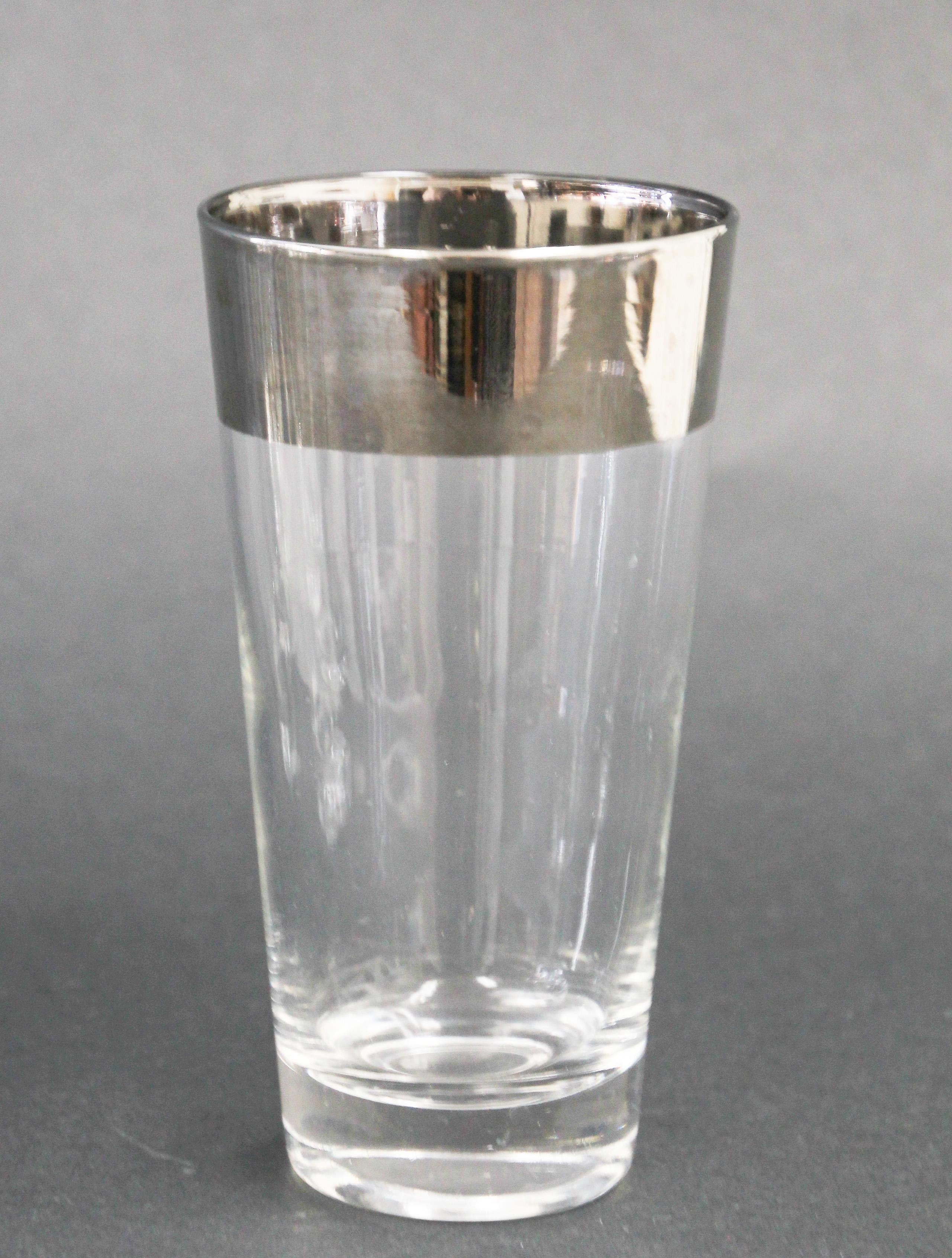 20th Century Dorothy Thorpe Mid-Century Silver Cocktail Barware Glasses and Pitcher For Sale