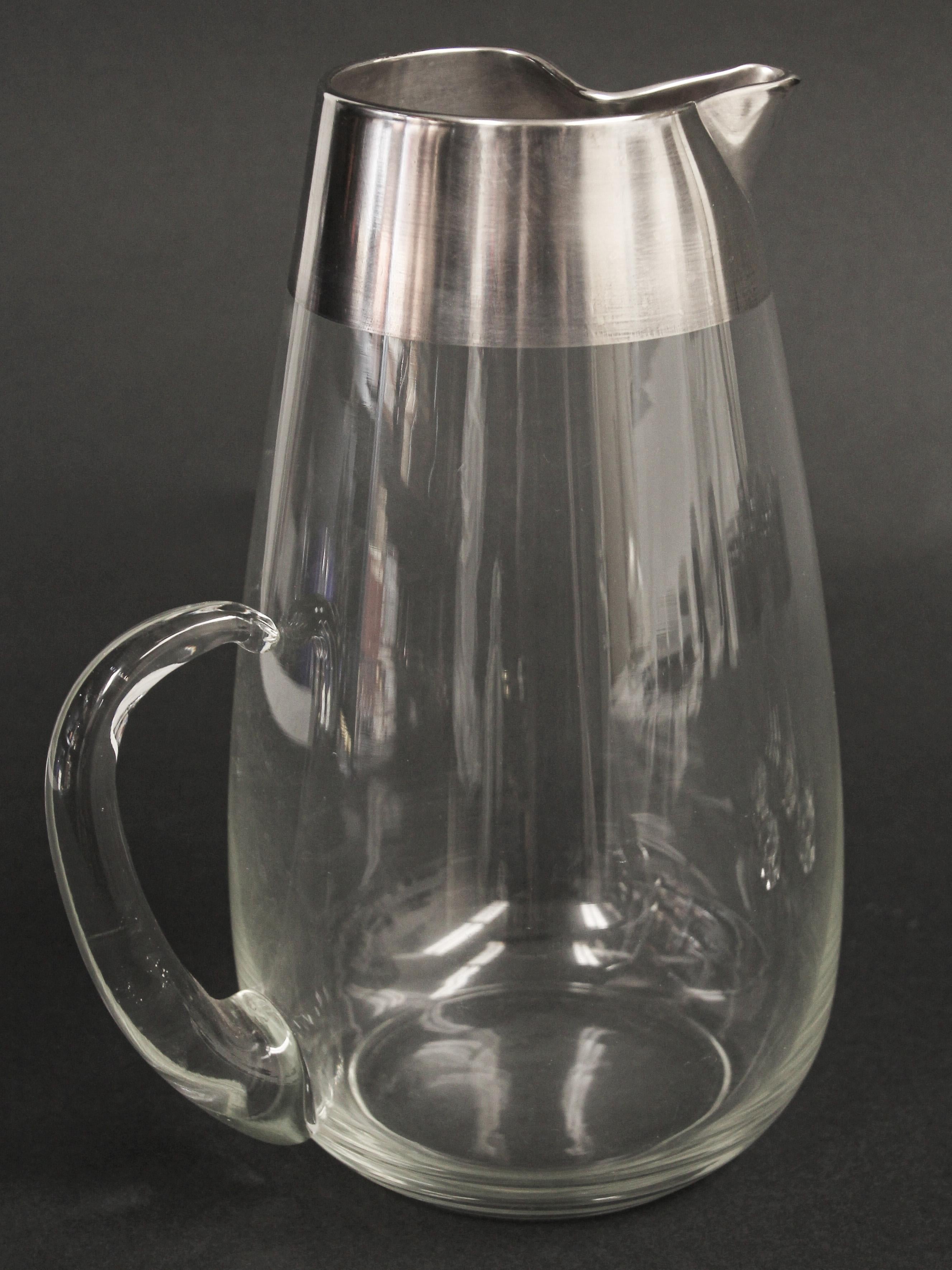 Dorothy Thorpe Mid-Century Silver Cocktail Barware Glasses and Pitcher For Sale 3
