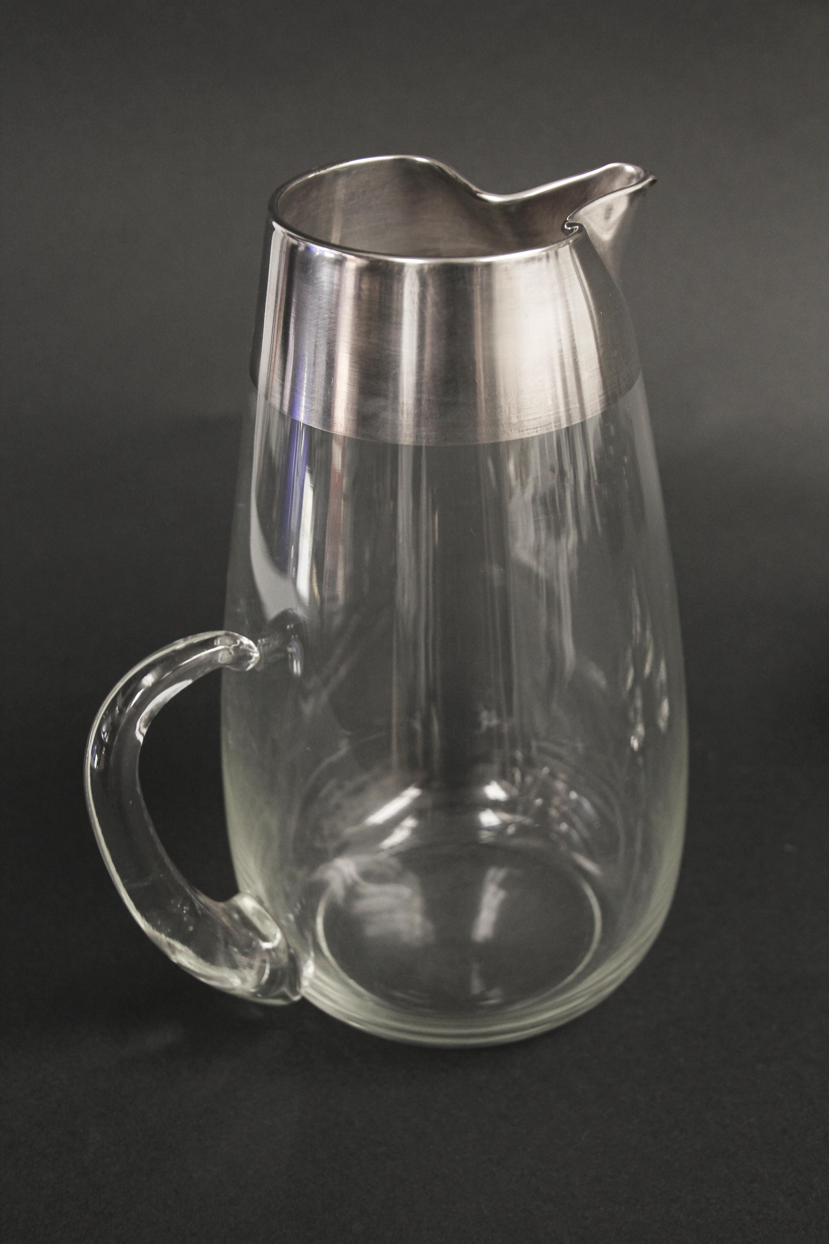 Dorothy Thorpe Mid-Century Silver Cocktail Barware Glasses and Pitcher For Sale 4