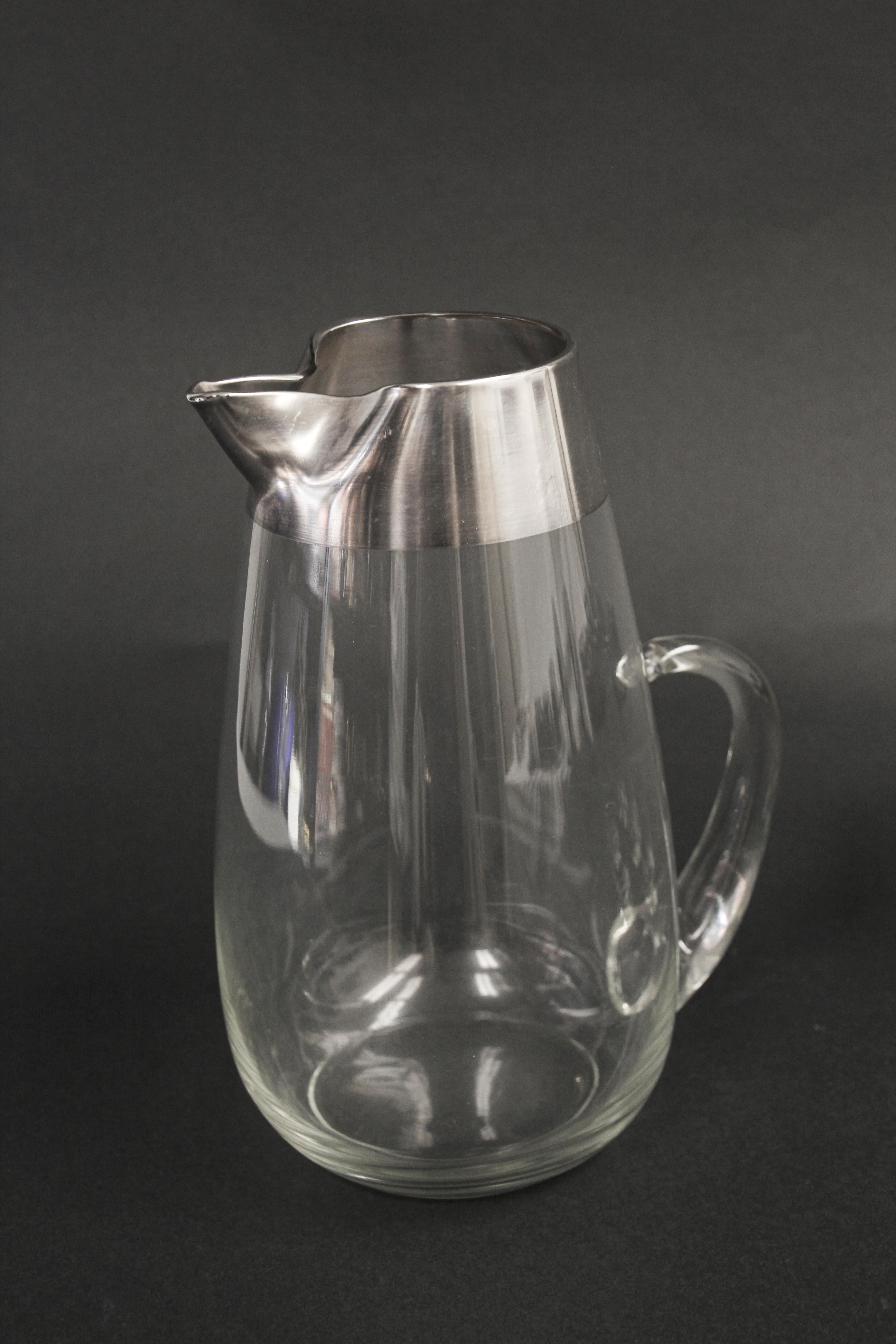 Dorothy Thorpe Mid-Century Silver Cocktail Barware Glasses and Pitcher For Sale 6