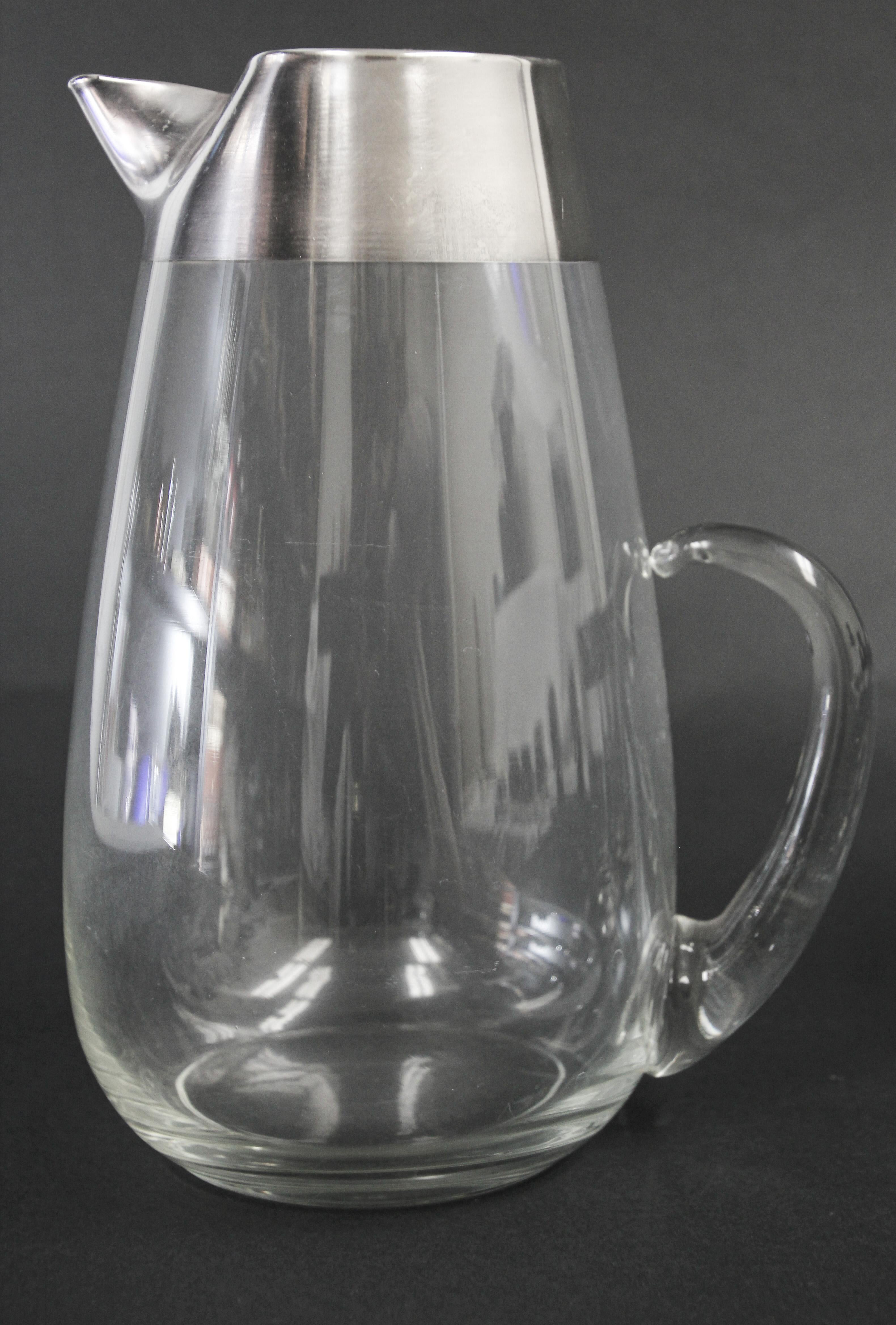 Dorothy Thorpe Mid-Century Silver Cocktail Barware Glasses and Pitcher For Sale 8