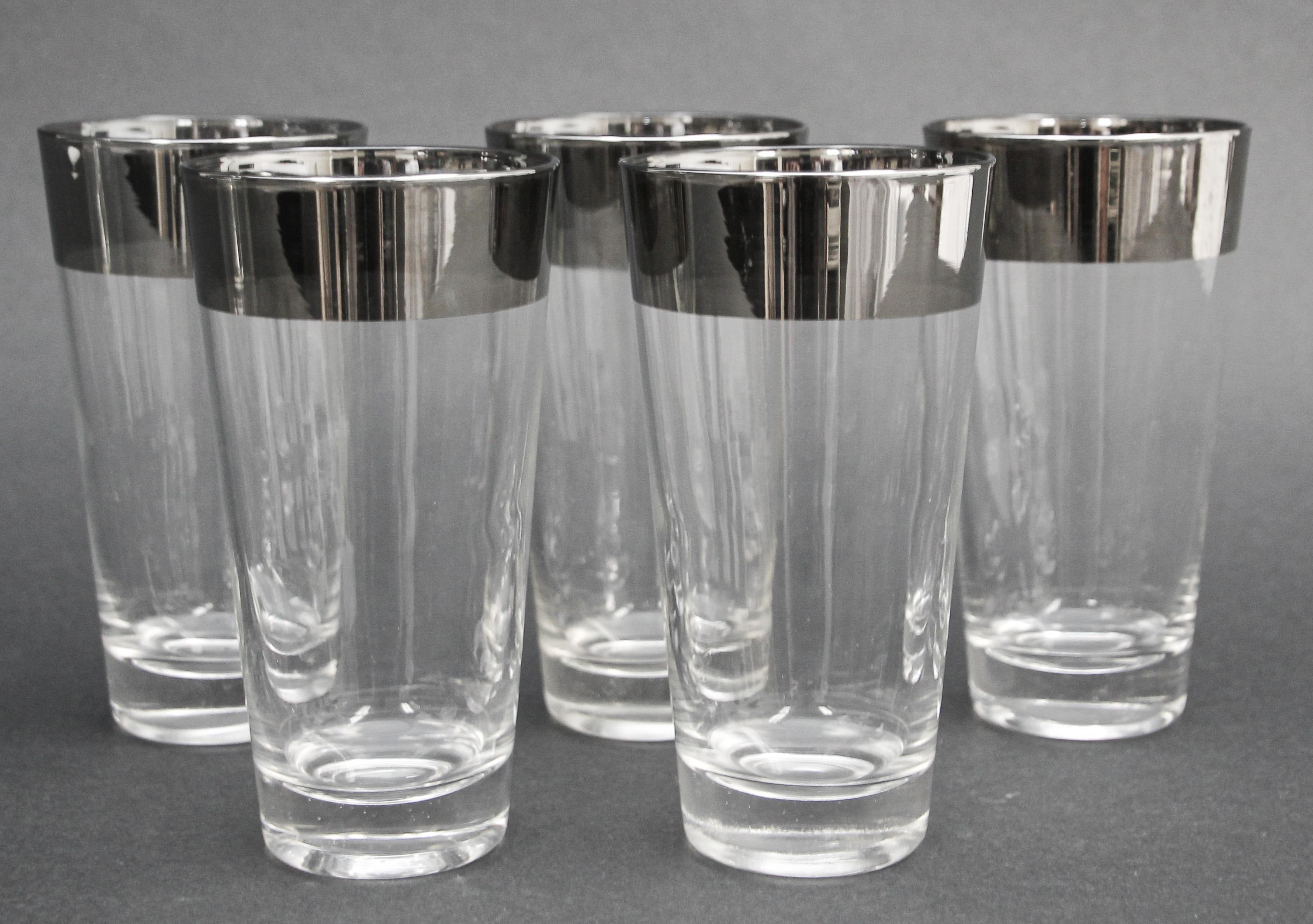 Hand-Crafted Dorothy Thorpe Mid-Century Silver Cocktail Barware Glasses and Pitcher For Sale