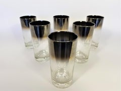 Dorothy Thorpe Midcentury Silver Fade Barware Glassware Set of 6