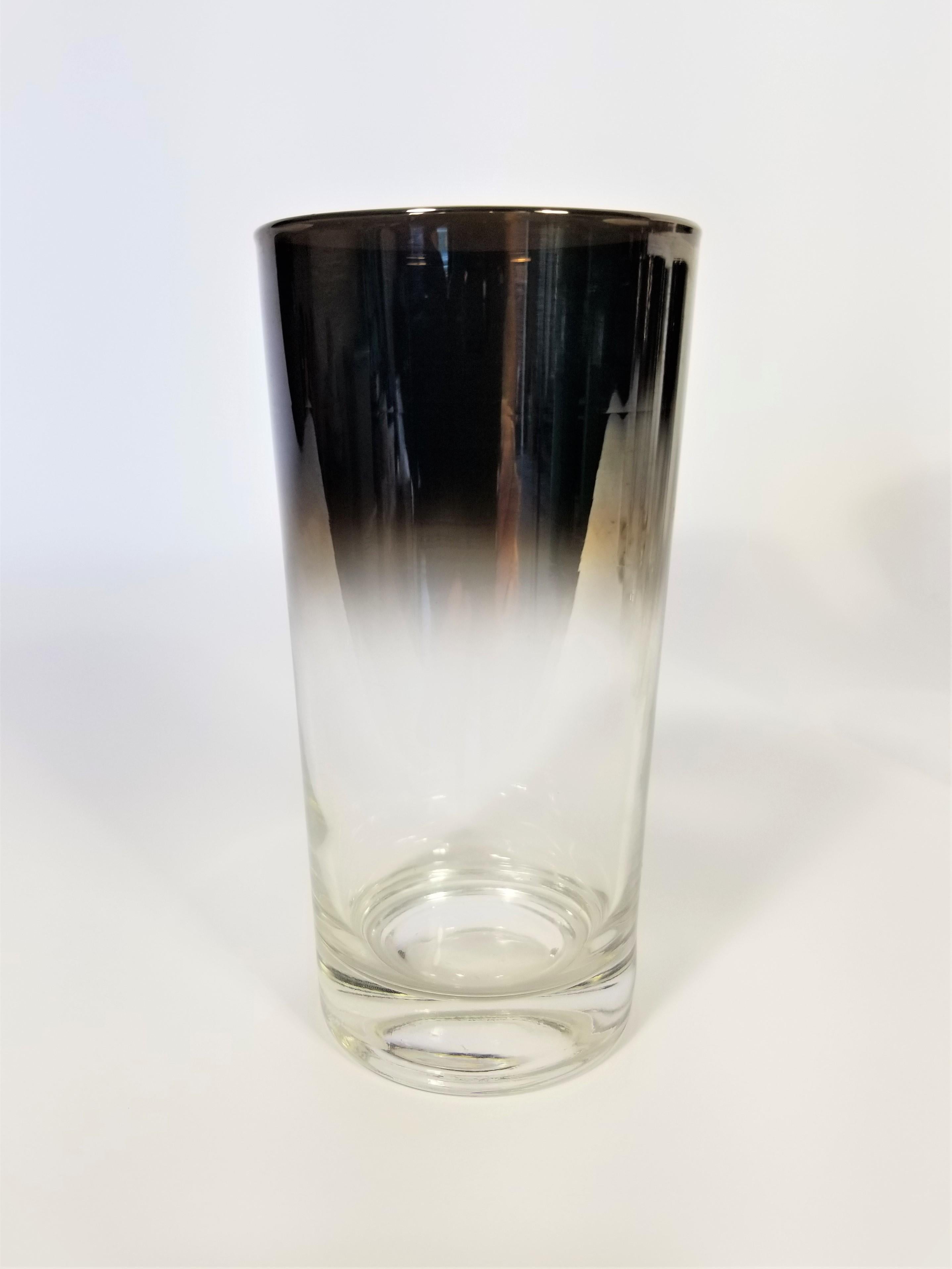 American Dorothy Thorpe Midcentury Silver Fade Barware Glassware Set of 6