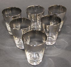 Dorothy Thorpe Style Mid-Century Silver Fade Barware Shot Glasses