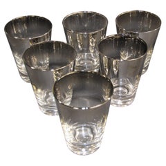 Dorothy Thorpe Style Mid-Century Silver Fade Barware Shot Glasses 