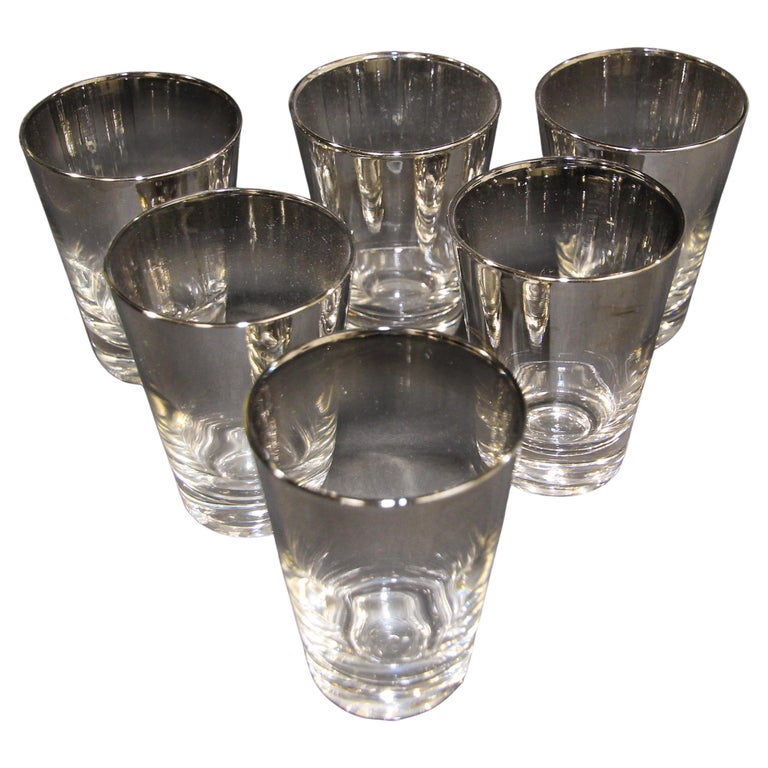 Dorothy Thorpe Style MidCentury Silver Fade Barware Shot Glasses For Sale at 1stDibs
