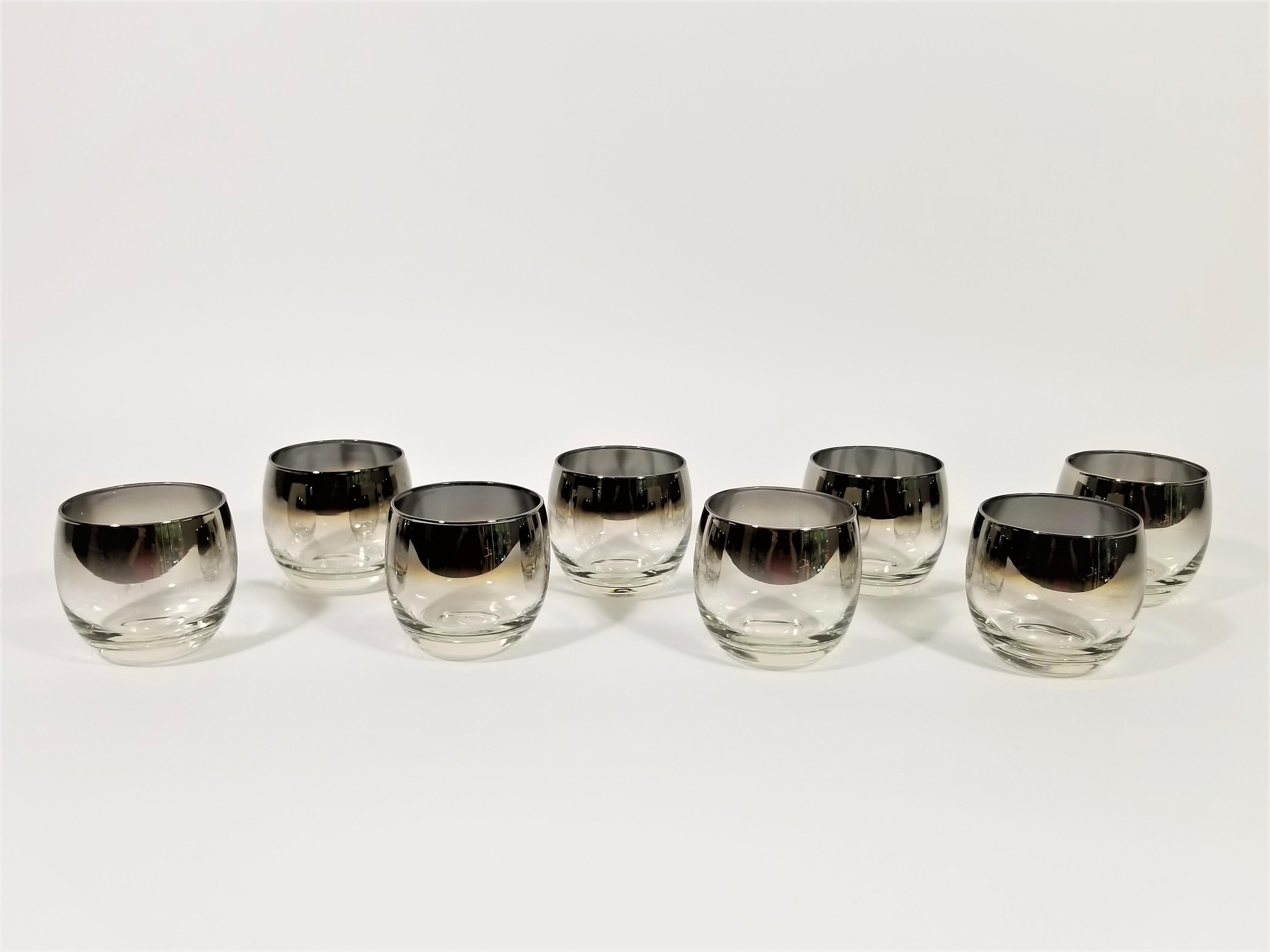Dorothy Thorpe Midcentury Silver Glassware Set of 8 3