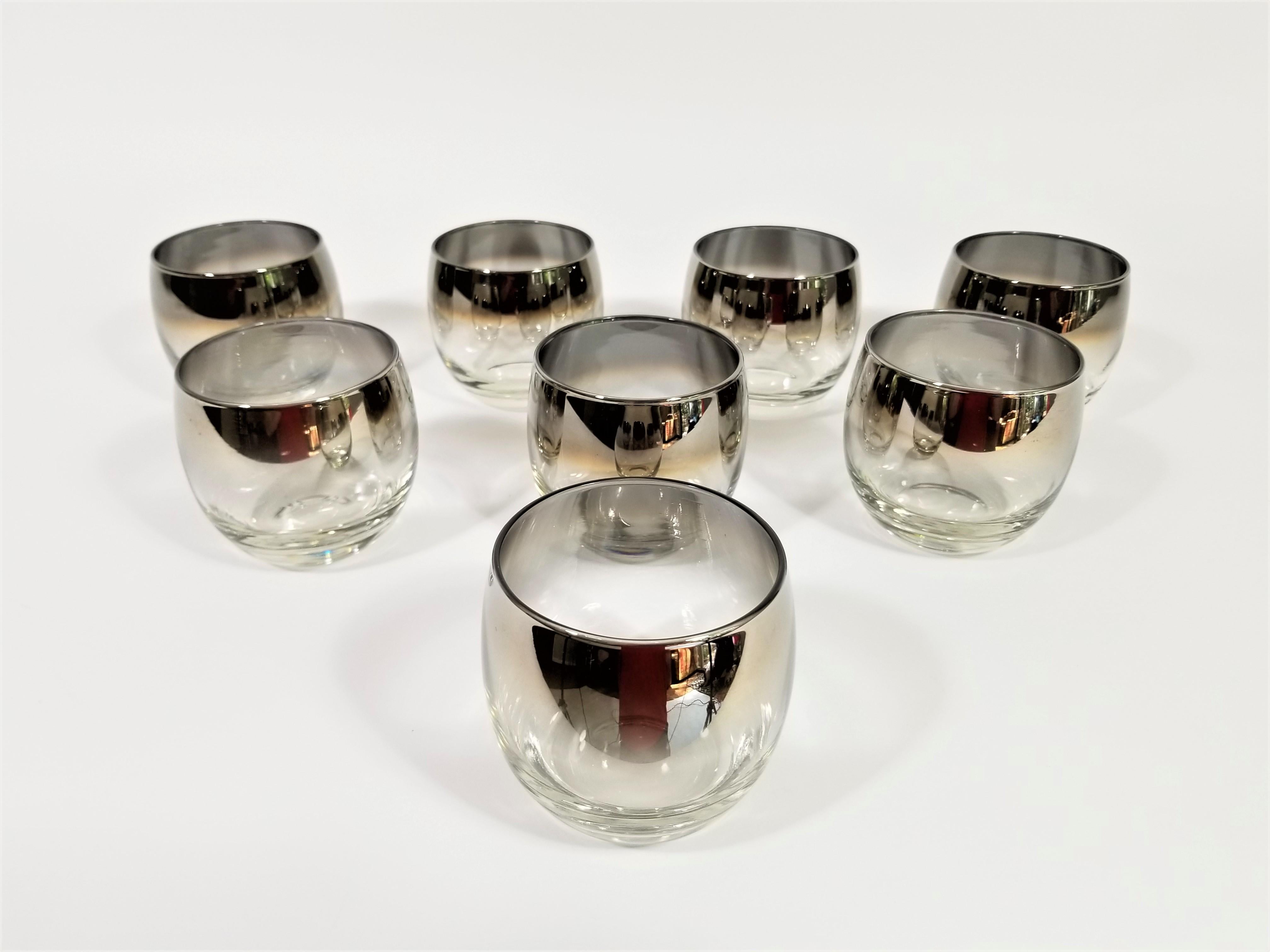North American Dorothy Thorpe Midcentury Silver Glassware Set of 8