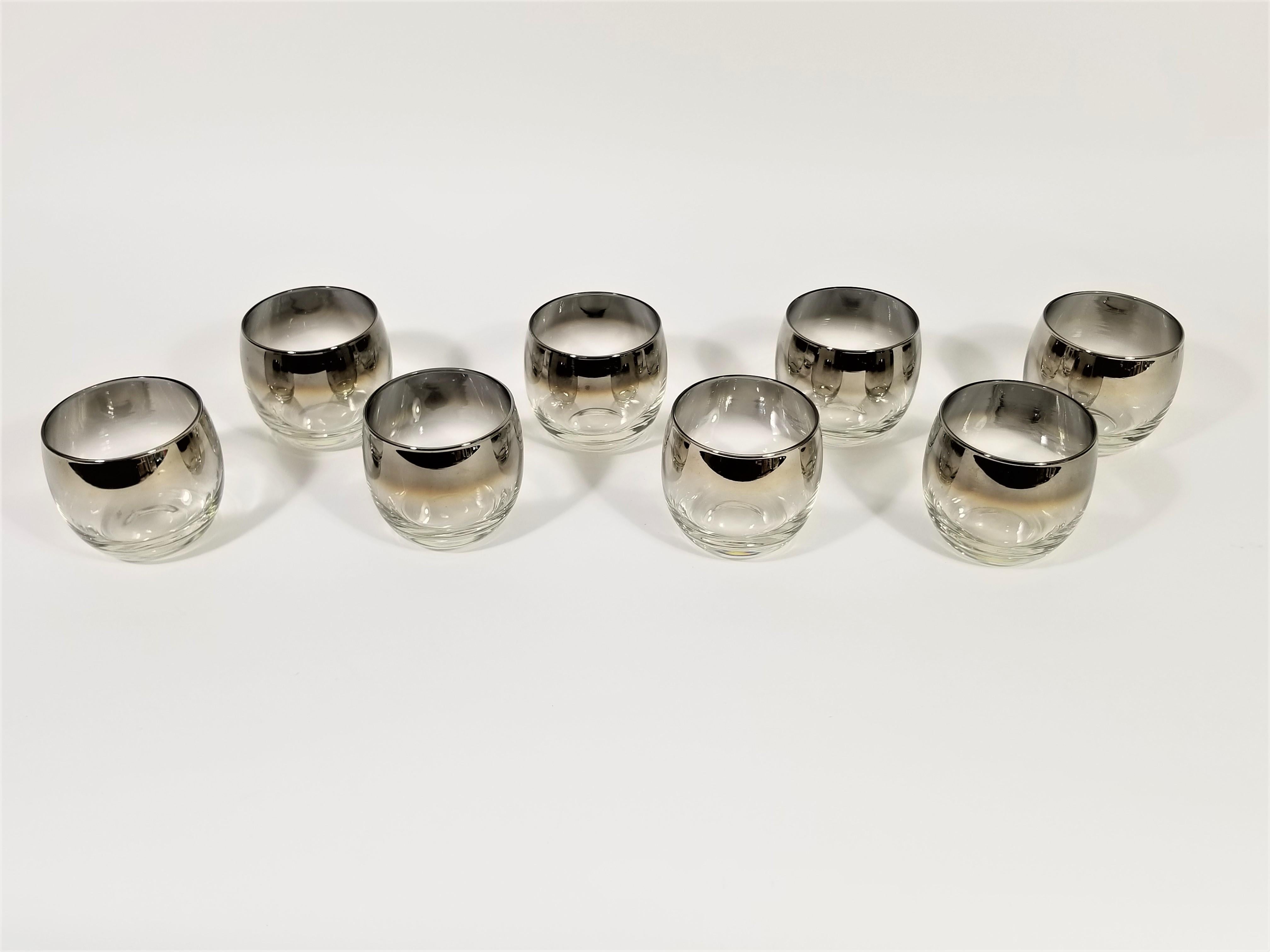 20th Century Dorothy Thorpe Midcentury Silver Glassware Set of 8