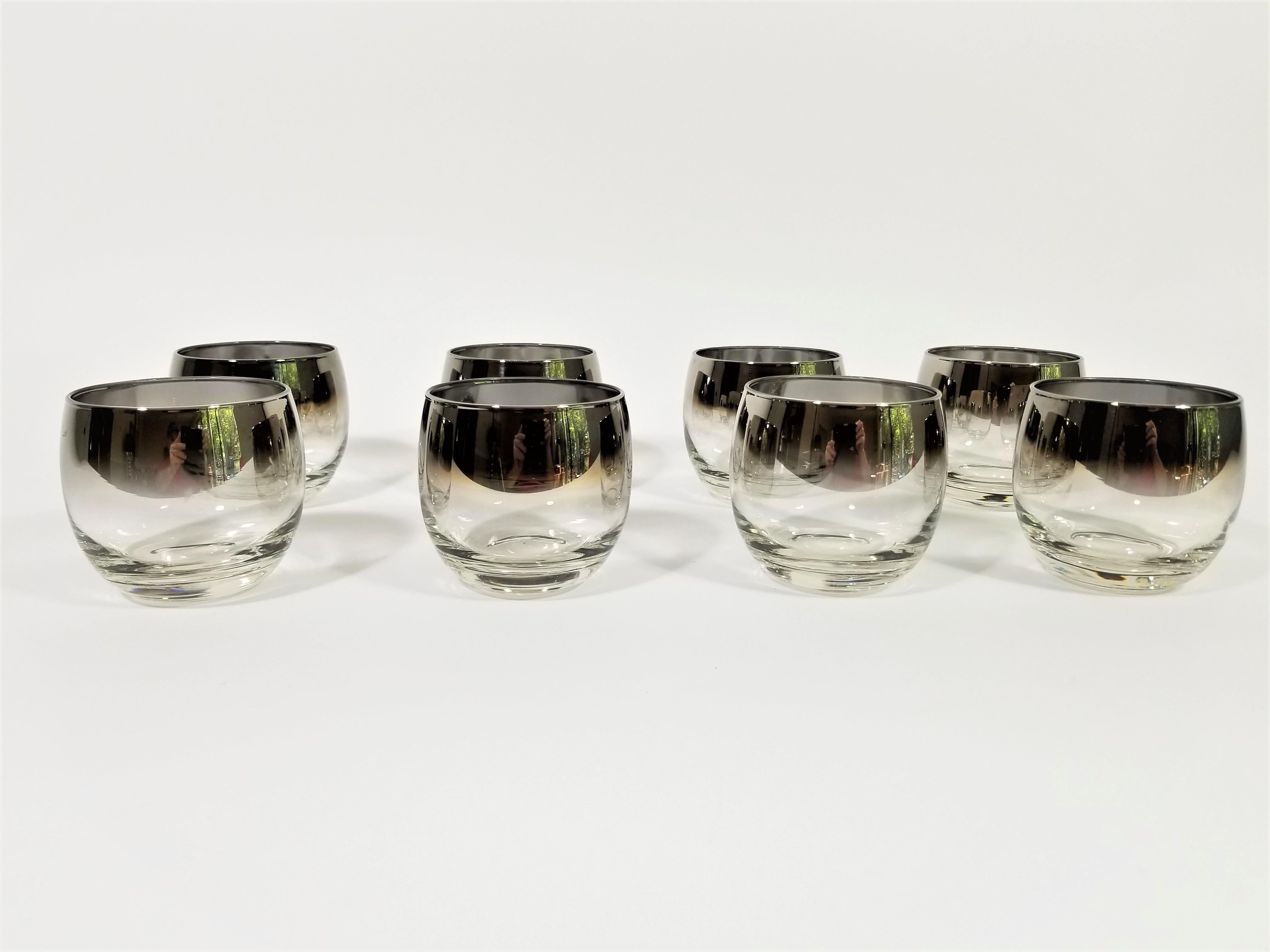 Dorothy Thorpe Midcentury Silver Glassware Set of 8 1