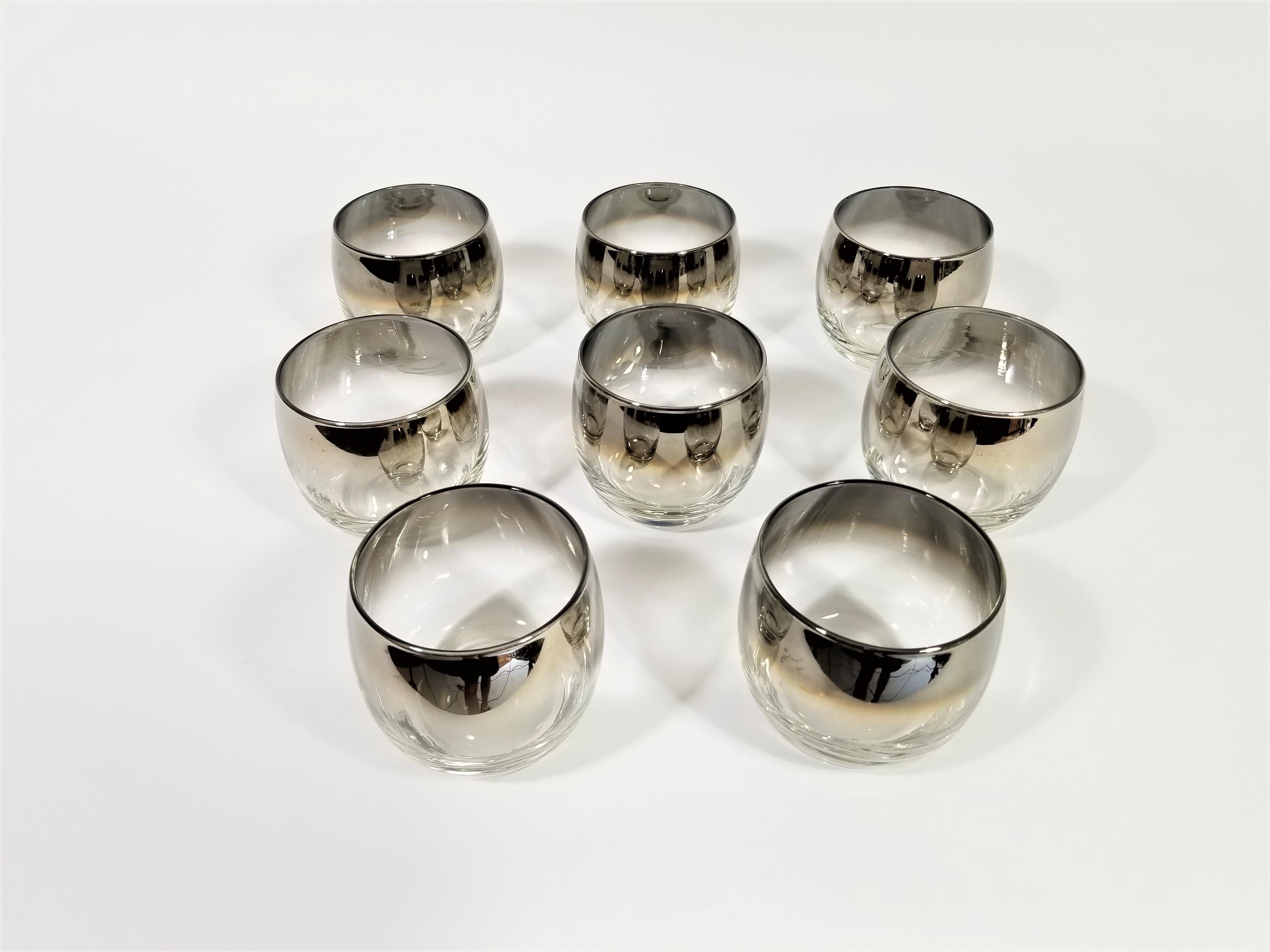 Dorothy Thorpe Midcentury Silver Glassware Set of 8 2