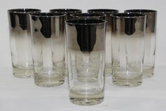 Dorothy Thorpe Style Midcentury Silver Fade Cocktail Glasses Barware Set of 8