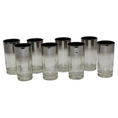 Dorothy Thorpe Midcentury Silver Fade Cocktail Glasses Barware Set of 8
