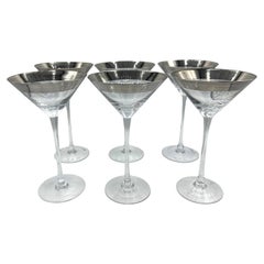 Retro Dorothy Thorpe Platinum Rimmed Martini Glasses set of 6