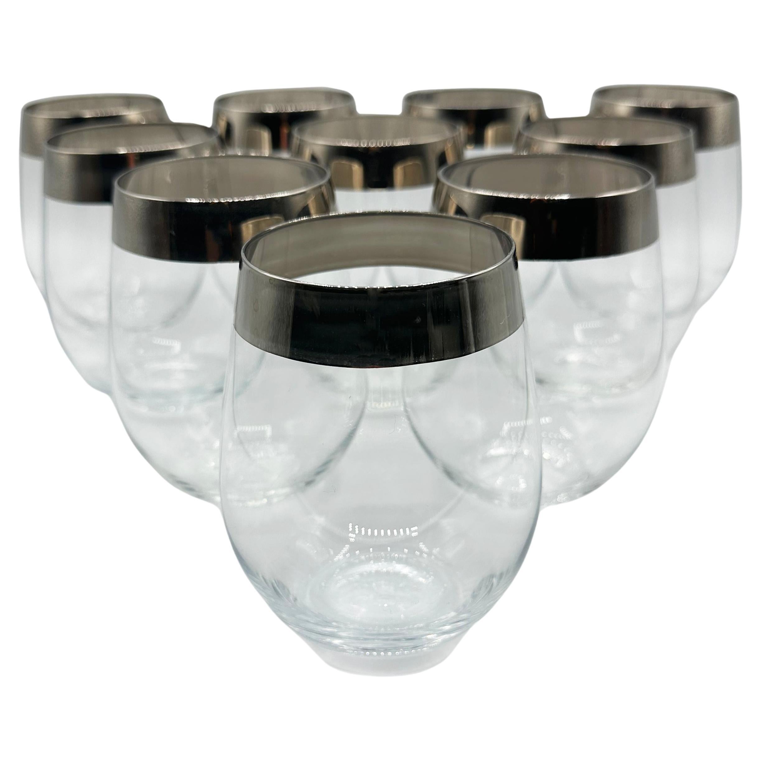 Dorothy Thorpe Platinum Rimmed Stemless Wine Glasses set of 10