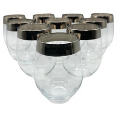 Retro Dorothy Thorpe Platinum Rimmed Stemless Wine Glasses set of 10