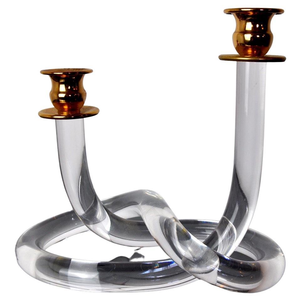 Dorothy Thorpe Pretzel Candle Holder in Lucite, 1970
