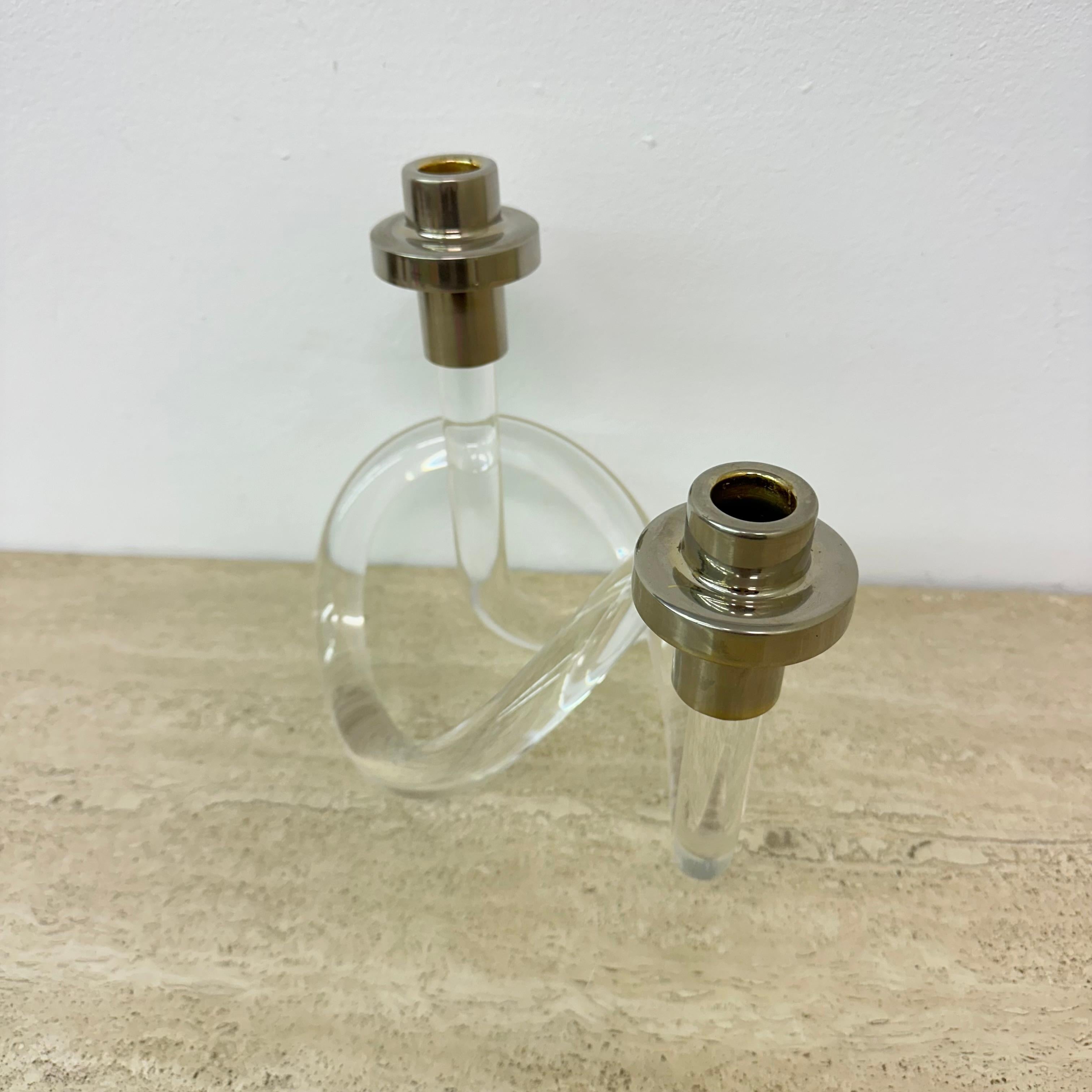 Metallo Bastone da candela in lucite di Dorothy Thorpe Pretzel, metà del secolo scorso, anni '40 in vendita