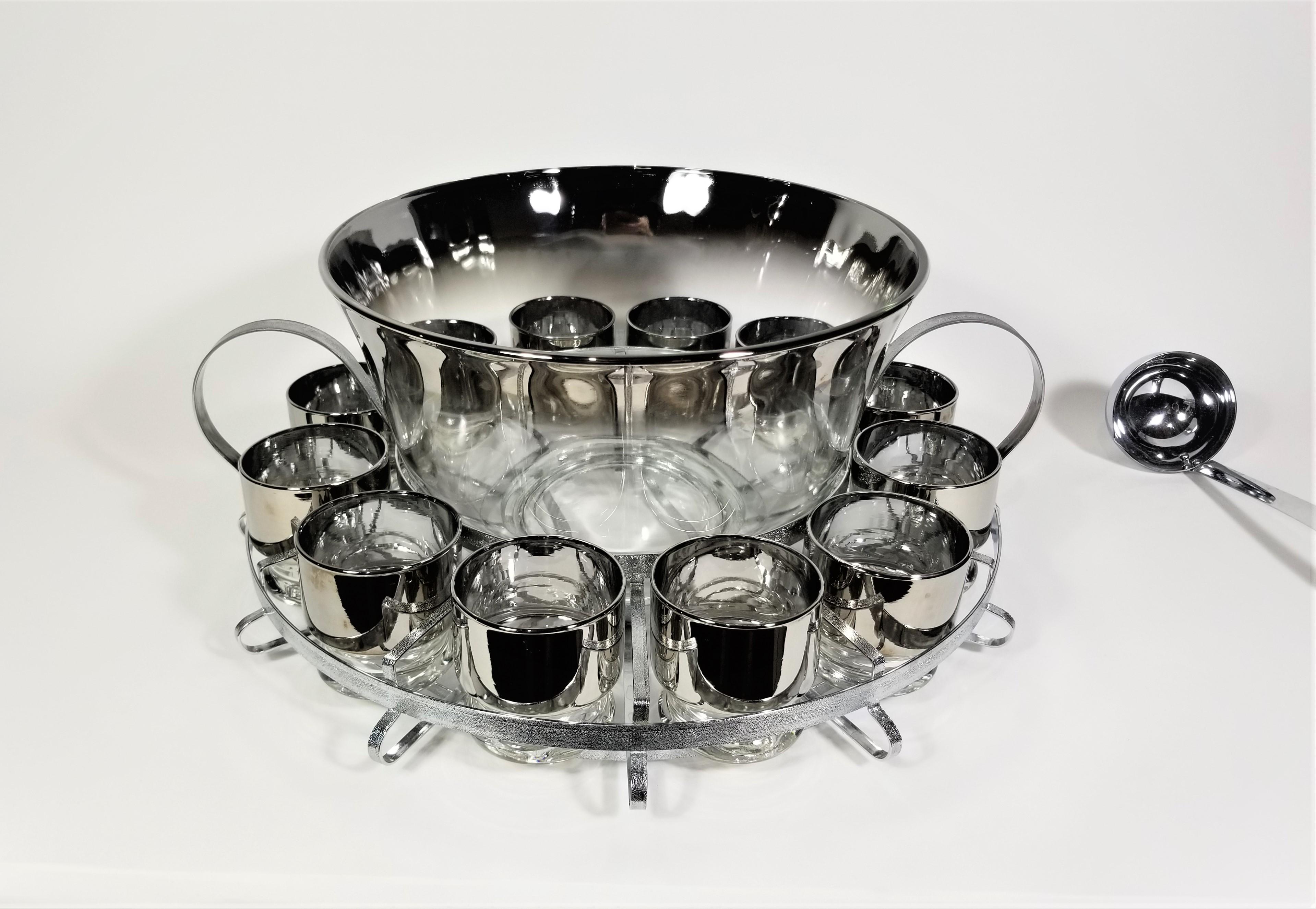 Dorothy Thorpe Punch Bowl Set Mid Century 1960s Glassware Barware Set of 12 For Sale 10