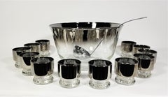 Dorothy Thorpe Punch Bowl Set Mid Century 1960s Glassware Barware Set of 12