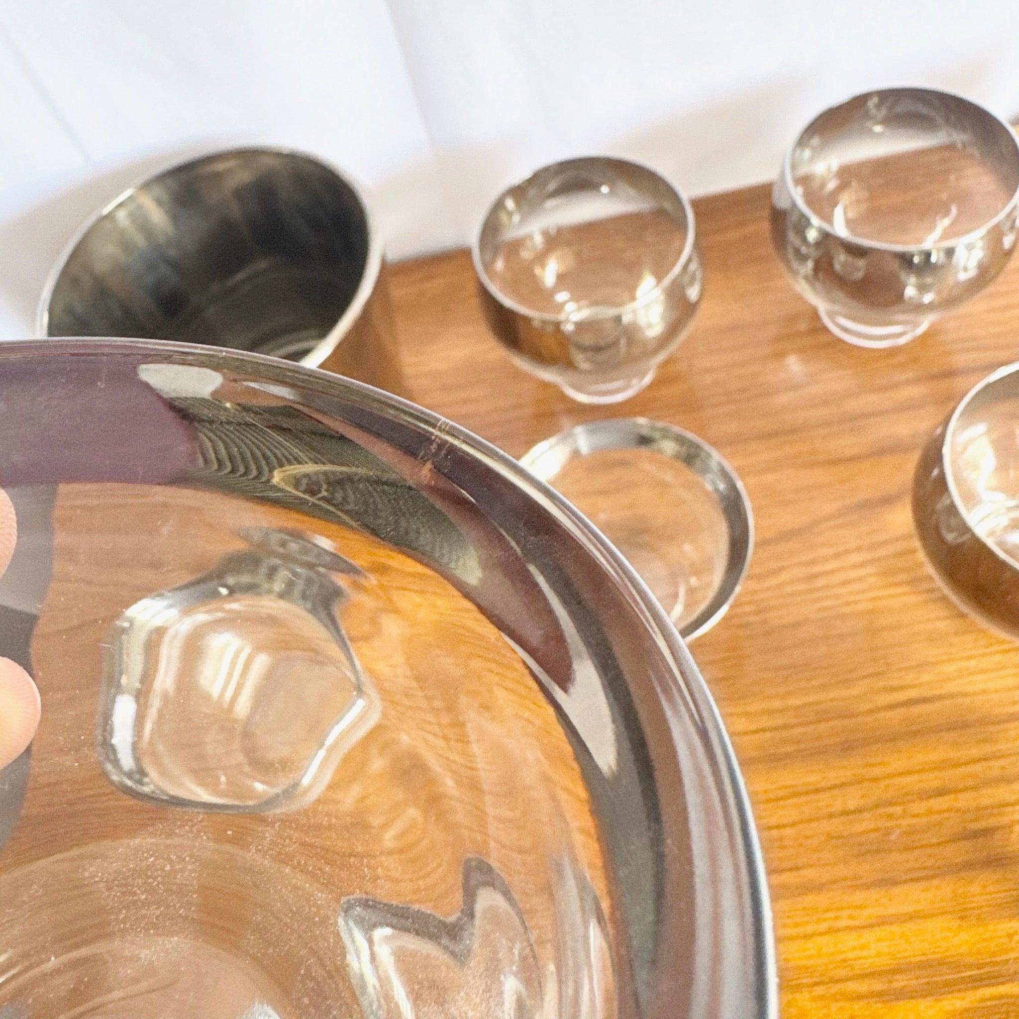 20th Century Dorothy Thorpe Silver Fade Seafood/Cocktail Nesting Glasses Set - 11 Pieces For Sale