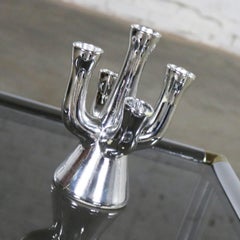 Dorothy Thorpe Silver Five Branch Candelabra Silver Ceramic Mid-Century Modern
