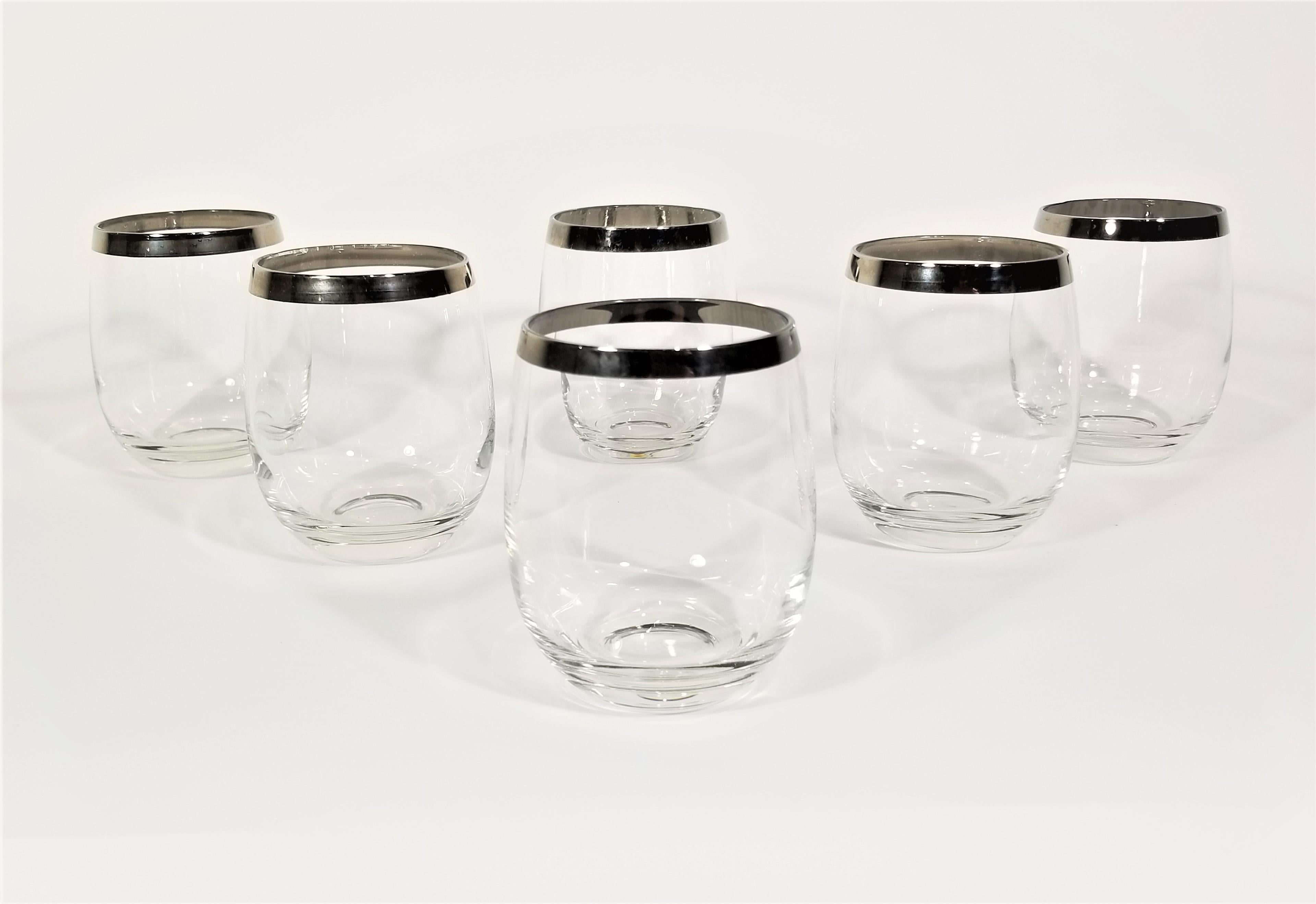 20th Century Dorothy Thorpe Silver Rimmed Glassware Barware Mid Century