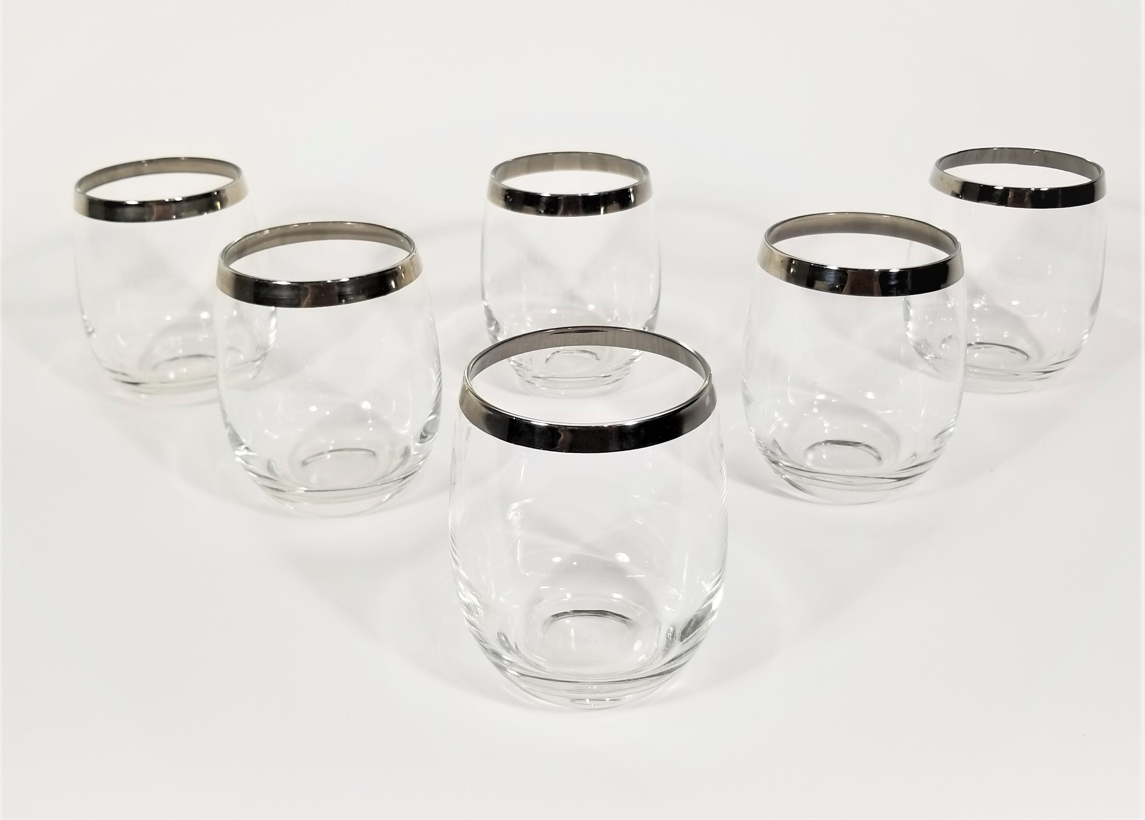 Dorothy Thorpe Silver Rimmed Glassware Barware Mid Century 1