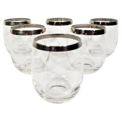 Dorothy Thorpe Silver Rimmed Glassware Barware Mid Century