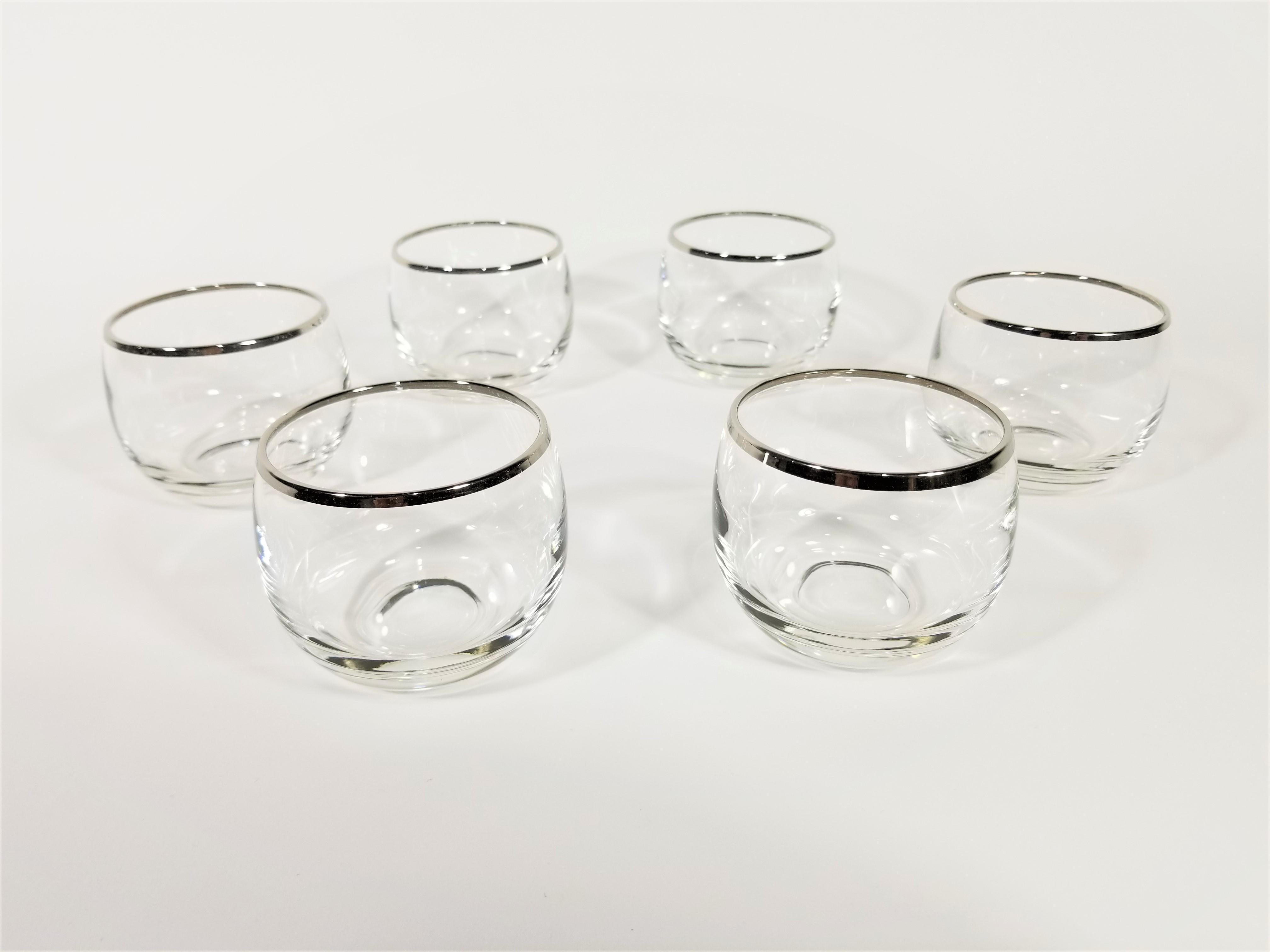 Dorothy Thorpe Silver Rimmed Glassware Barware Set of 6 Midcentury 5