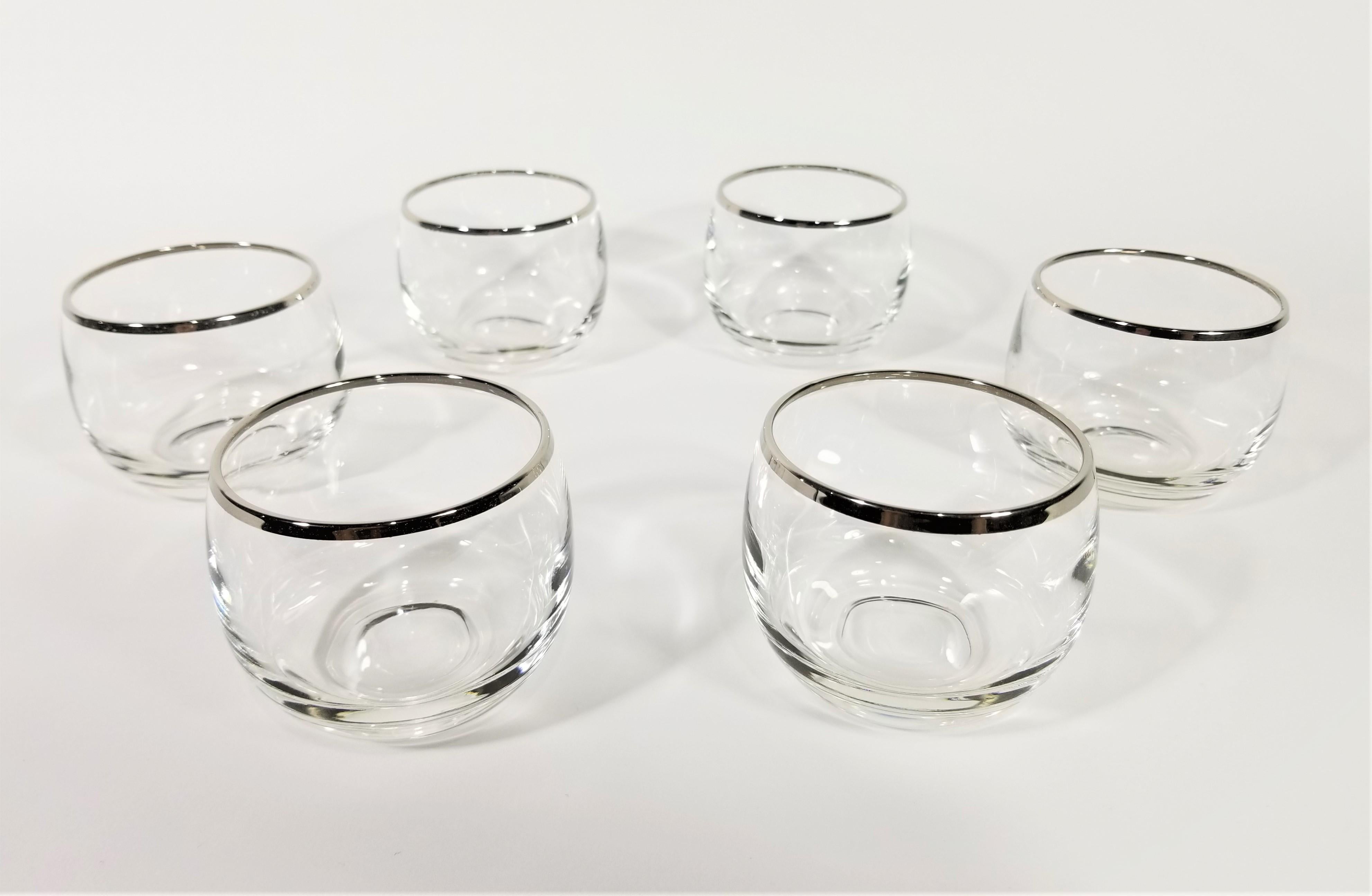 Dorothy Thorpe Silver Rimmed Glassware Barware Set of 6 Midcentury 6