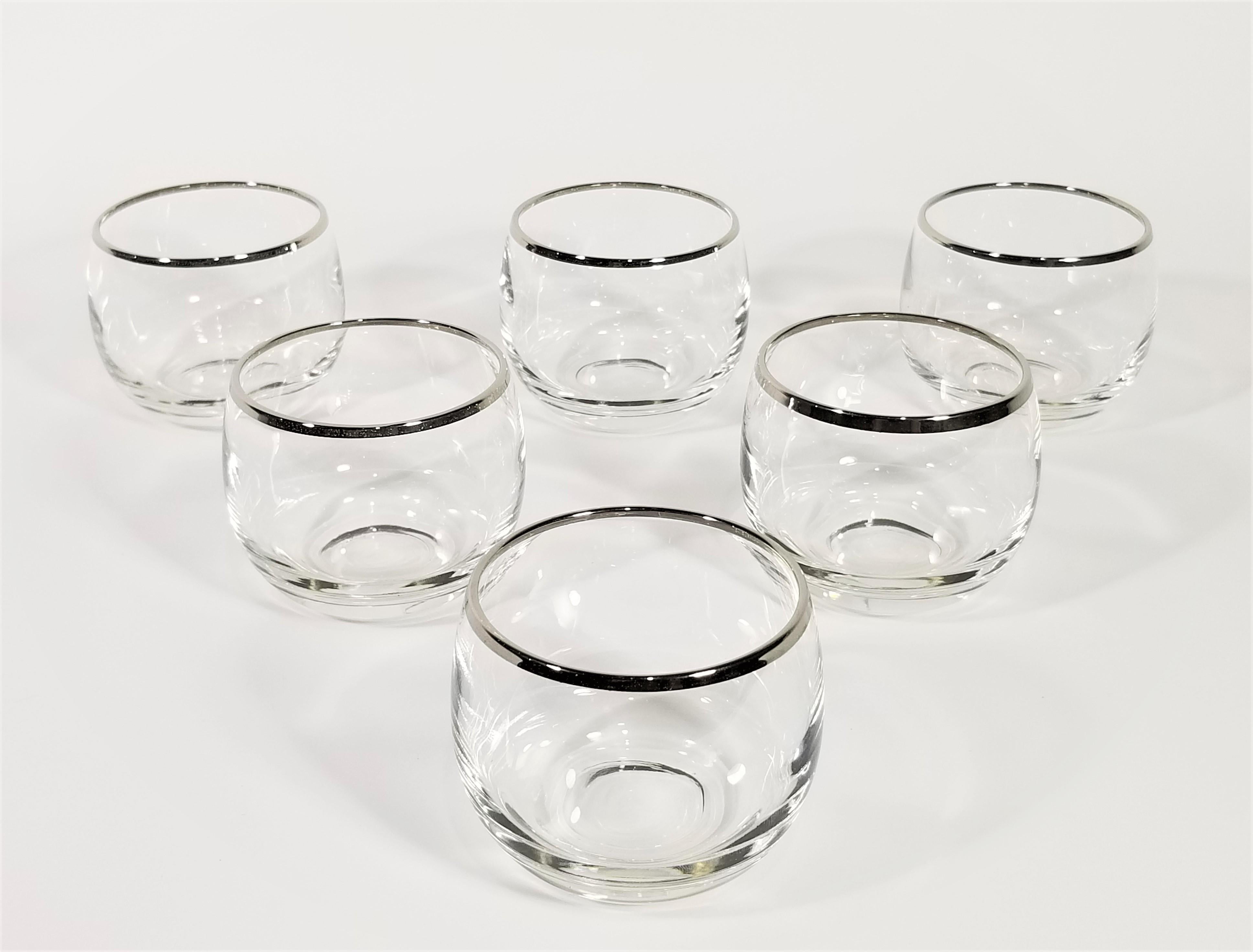 Dorothy Thorpe Silver Rimmed Glassware Barware Set of 6 Midcentury In Excellent Condition In New York, NY