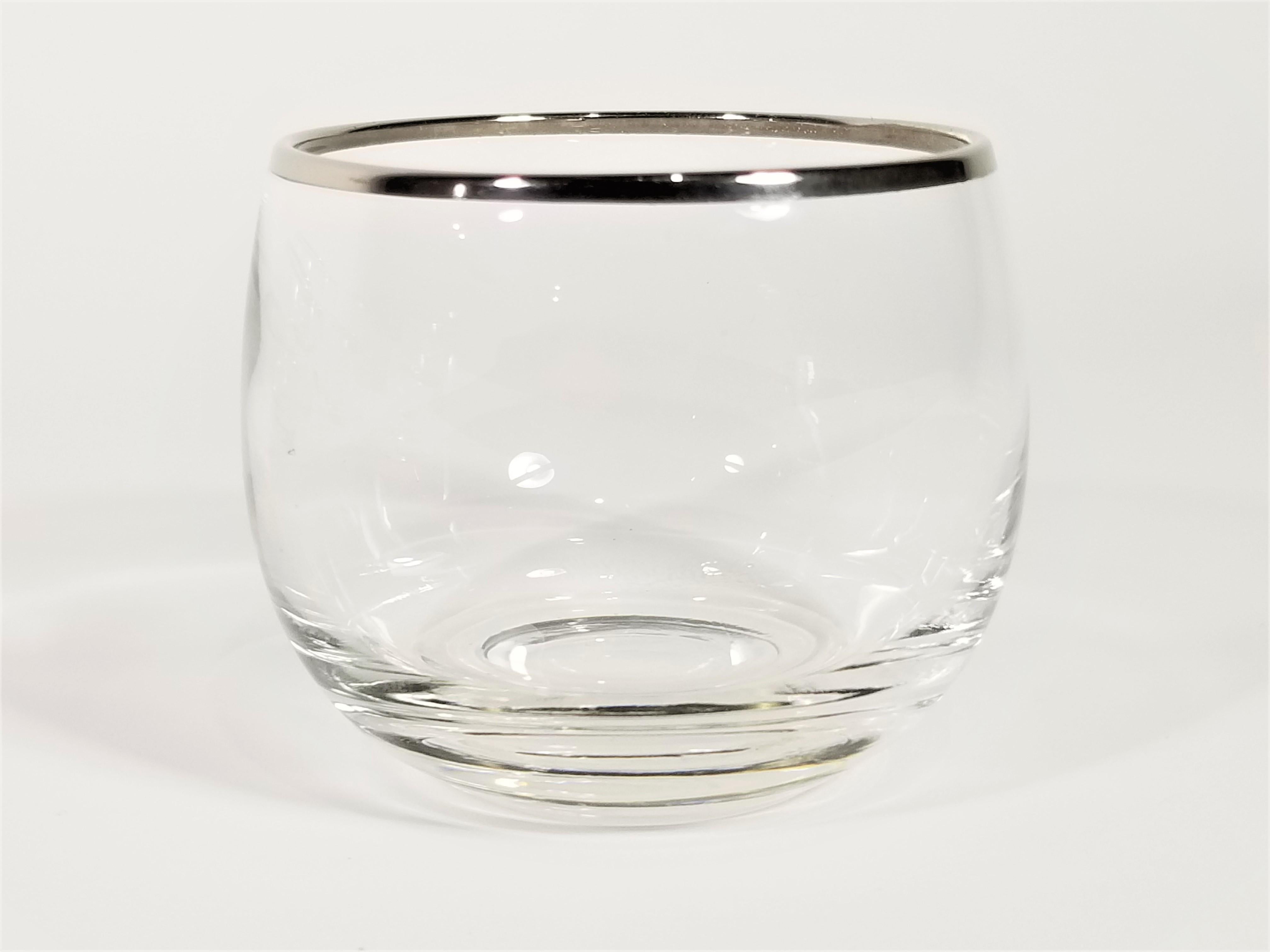 Dorothy Thorpe Silver Rimmed Glassware Barware Set of 6 Midcentury 1
