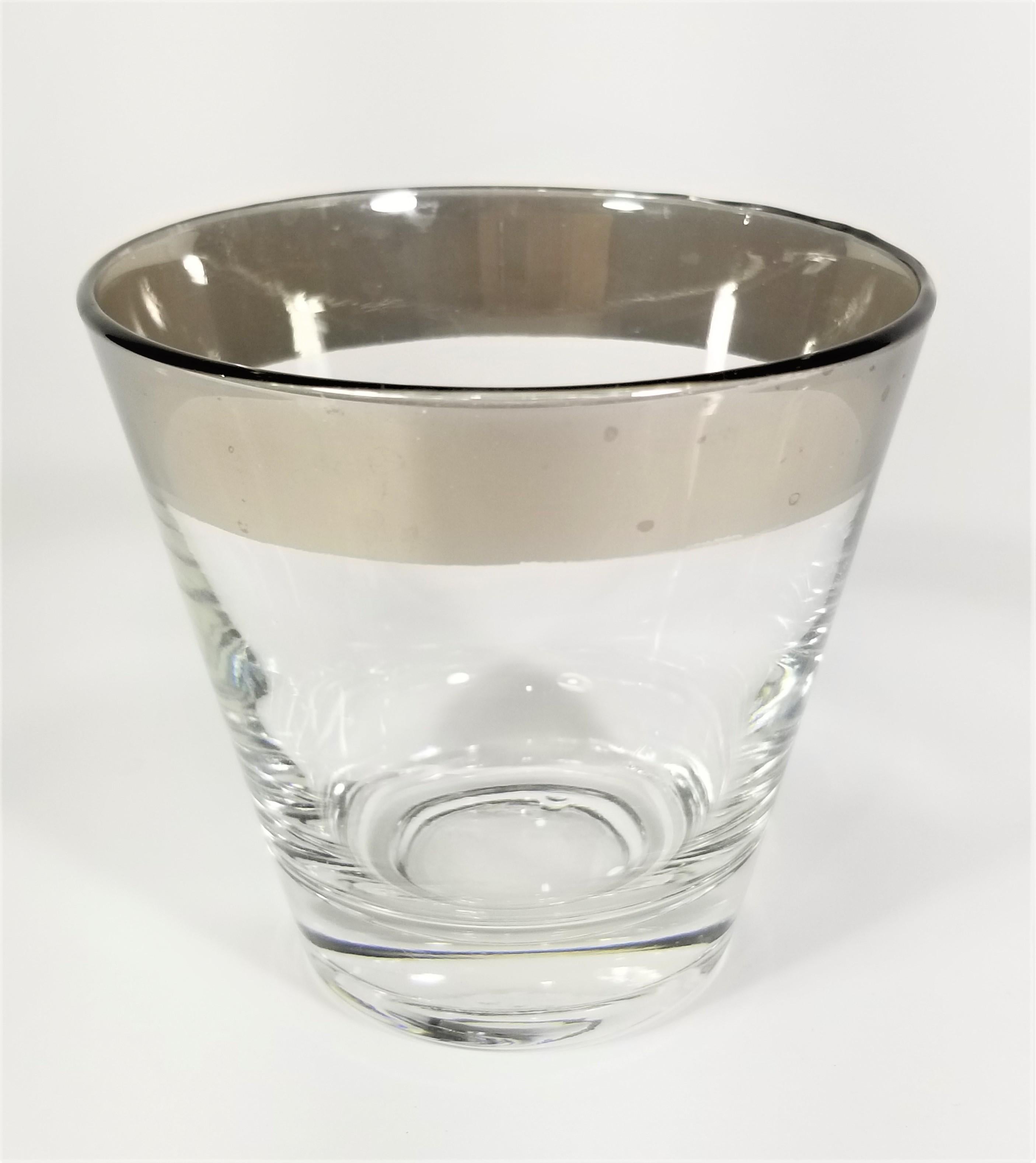 Dorothy Thorpe Silver Rimmed Rocks or Whiskey Glassware Barware 1960s 2