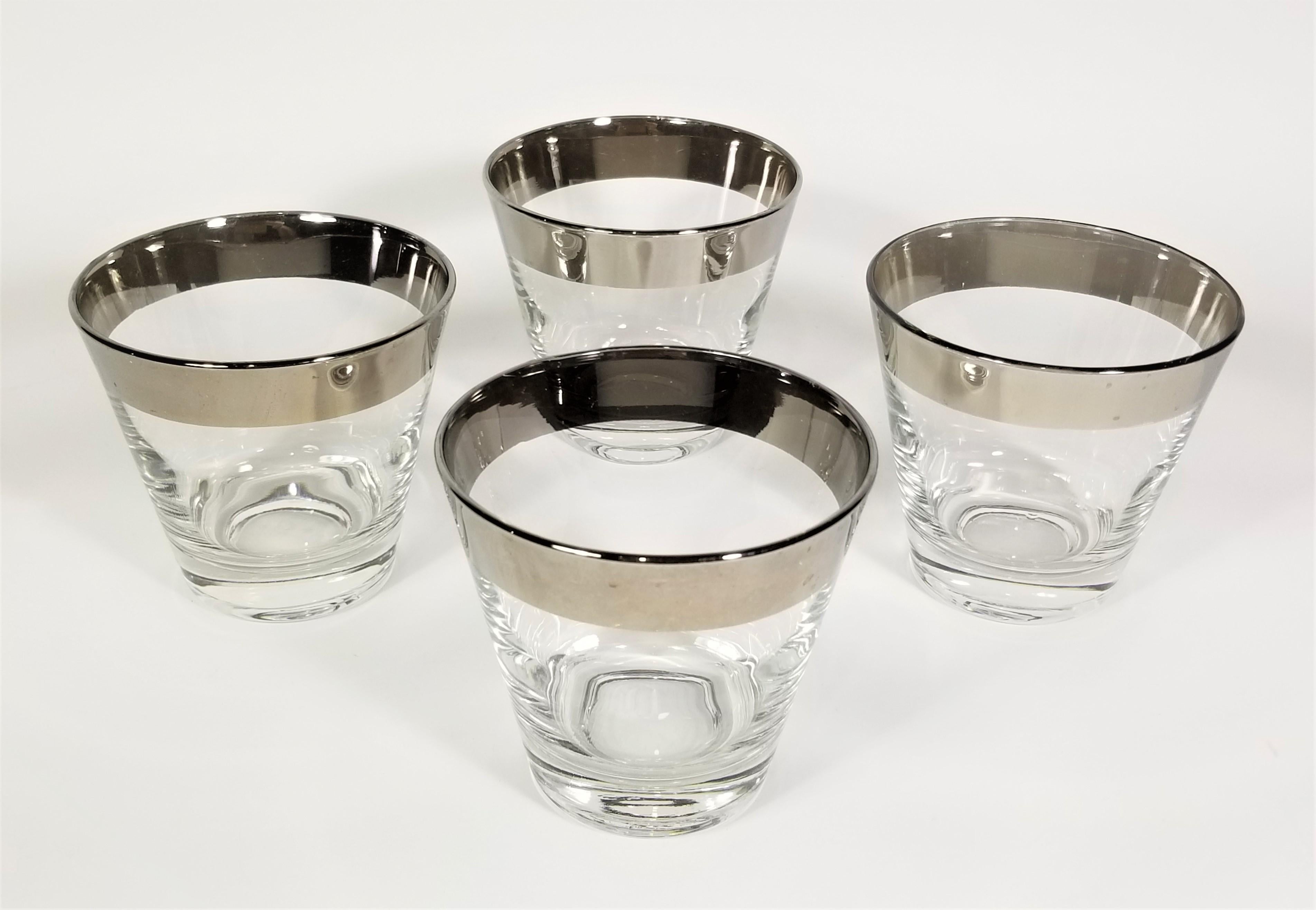 Dorothy Thorpe Silver Rimmed Rocks or Whiskey Glassware Barware 1960s 3