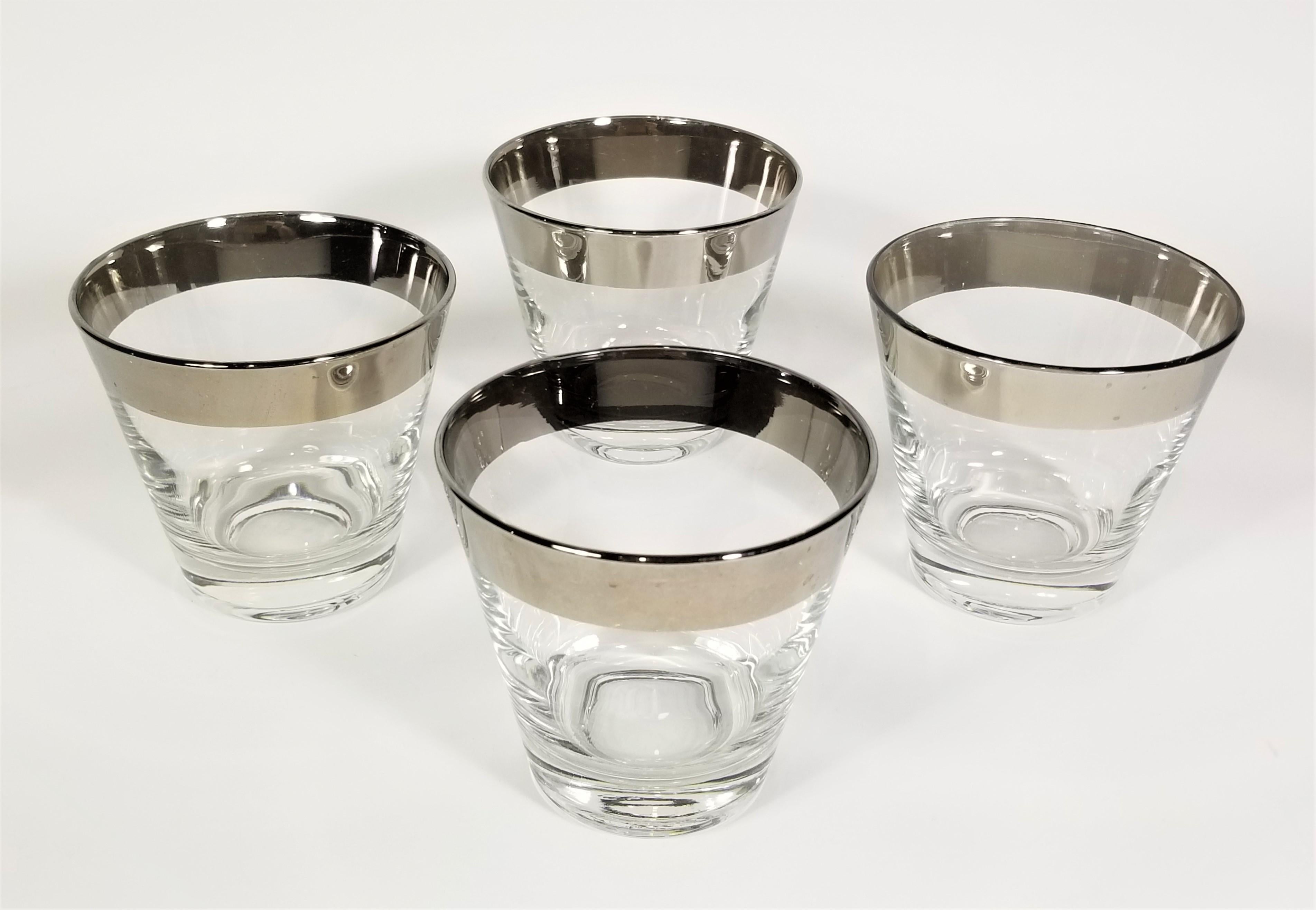 Dorothy Thorpe Silver Rimmed Rocks or Whiskey Glassware Barware 1960s ...