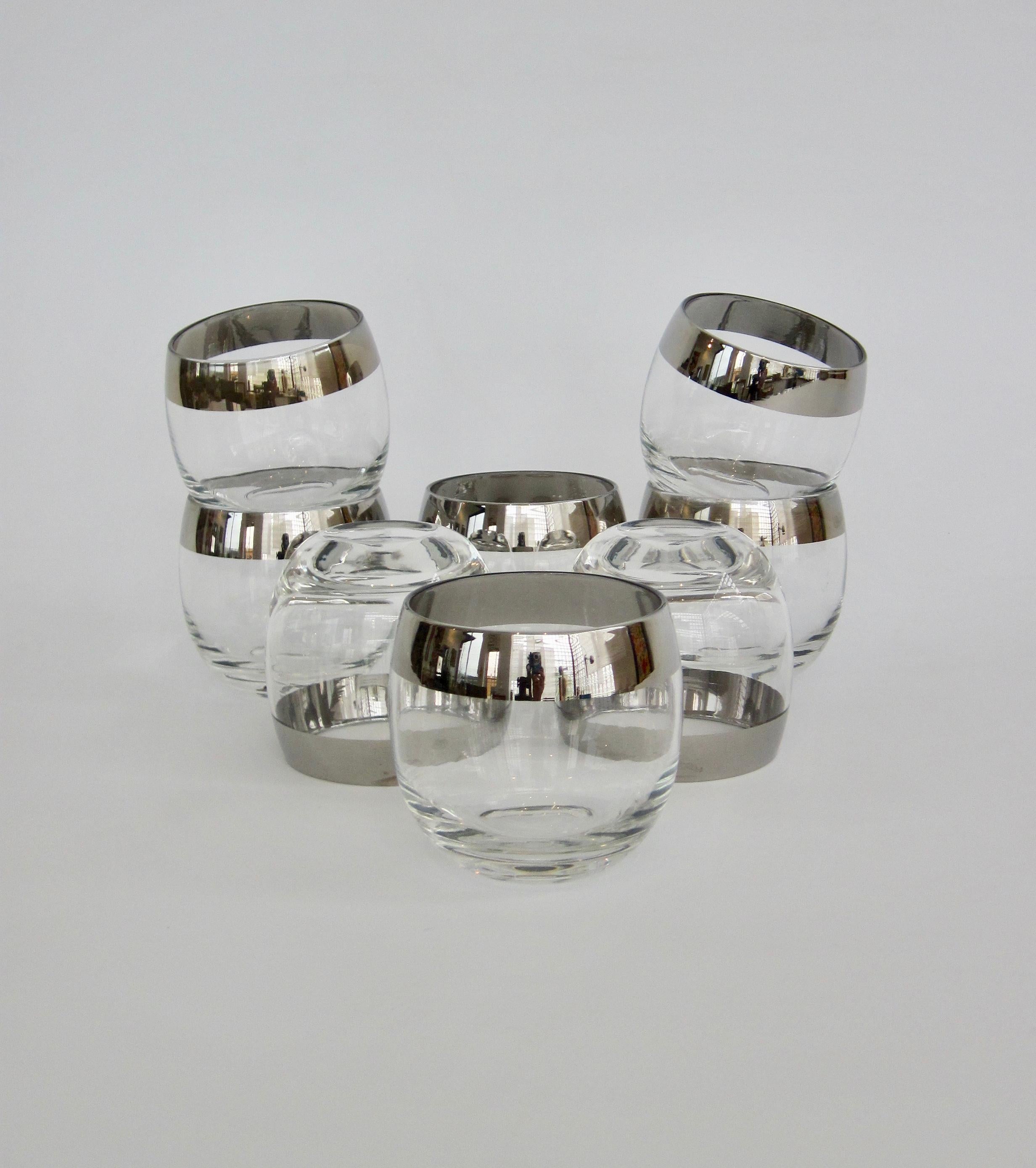 Dorothy Thorpe Silver Roly Poly Rocks Cocktail Glasses, Set of Eight
